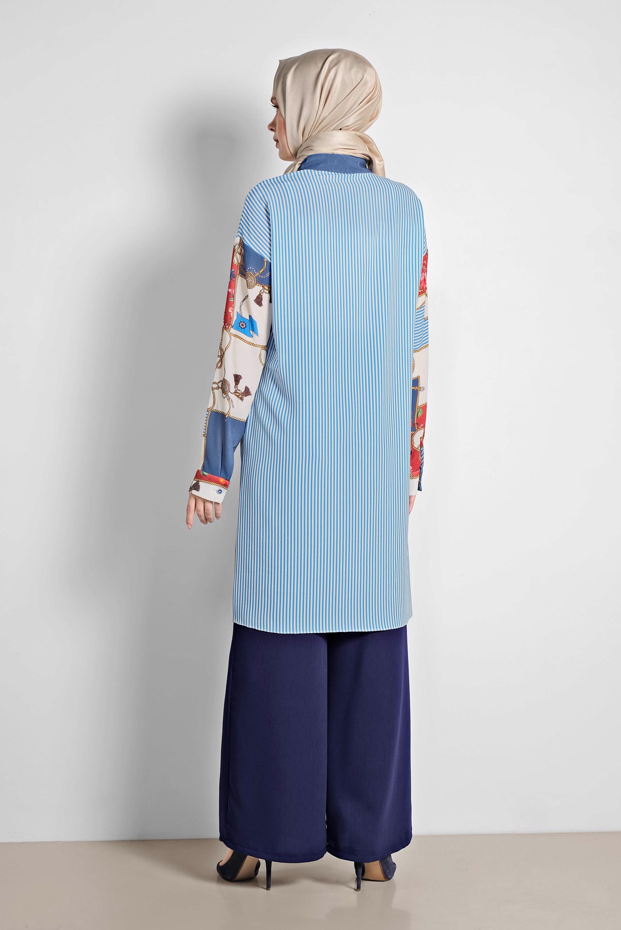 Tesettür giyim LACİVERT GENİŞ PAÇA PANTOLON 7536