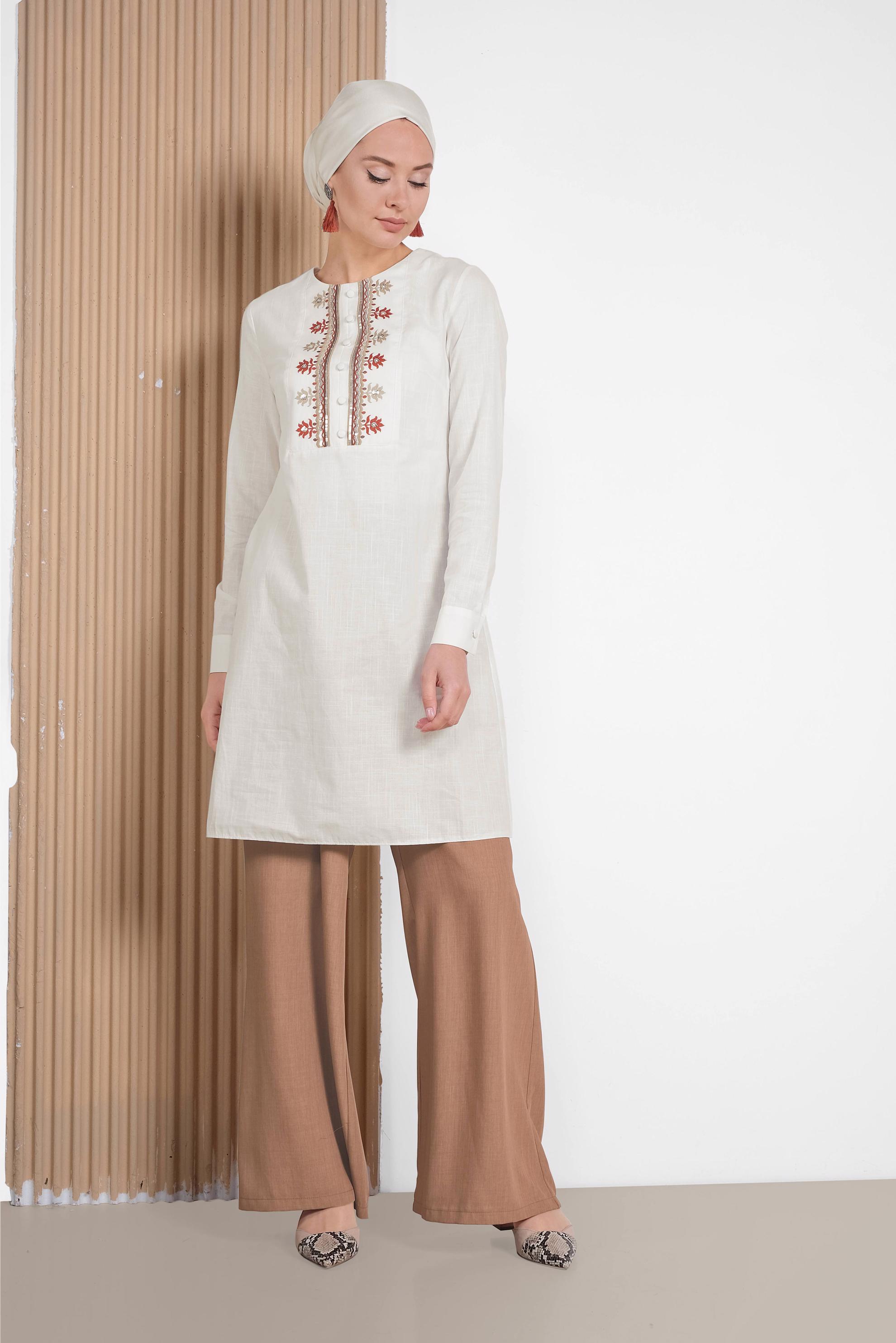 Tesettür giyim KAHVE GENİŞ PAÇA PANTOLON 7536