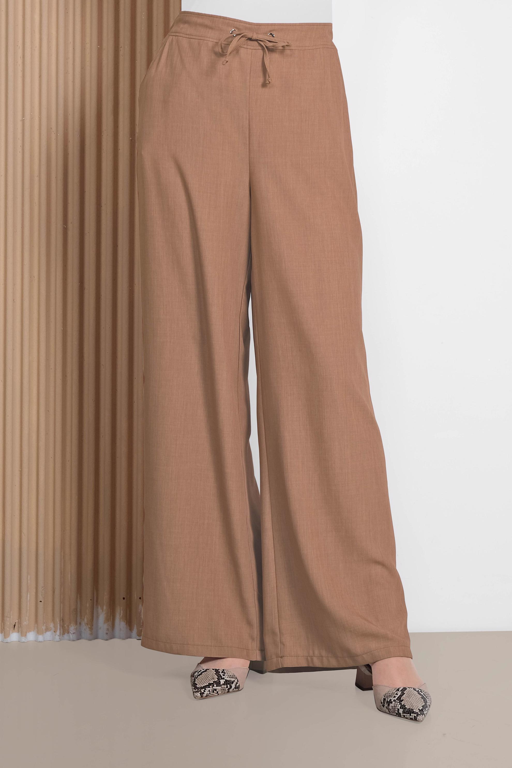 Tesettür giyim KAHVE GENİŞ PAÇA PANTOLON 7536