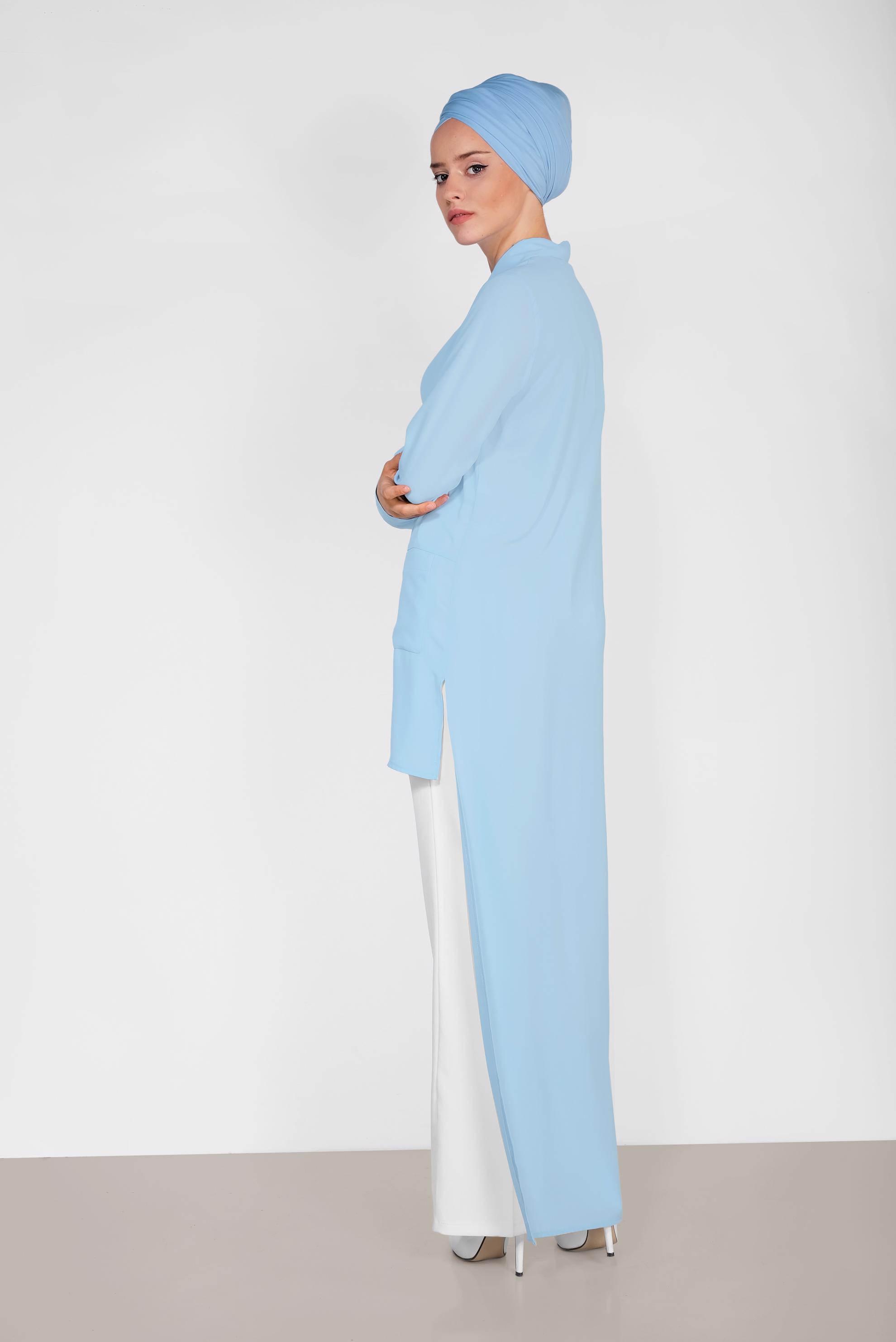 Tesettür giyim BEYAZ BOL PAÇA CEPLİ PANTOLON 7538