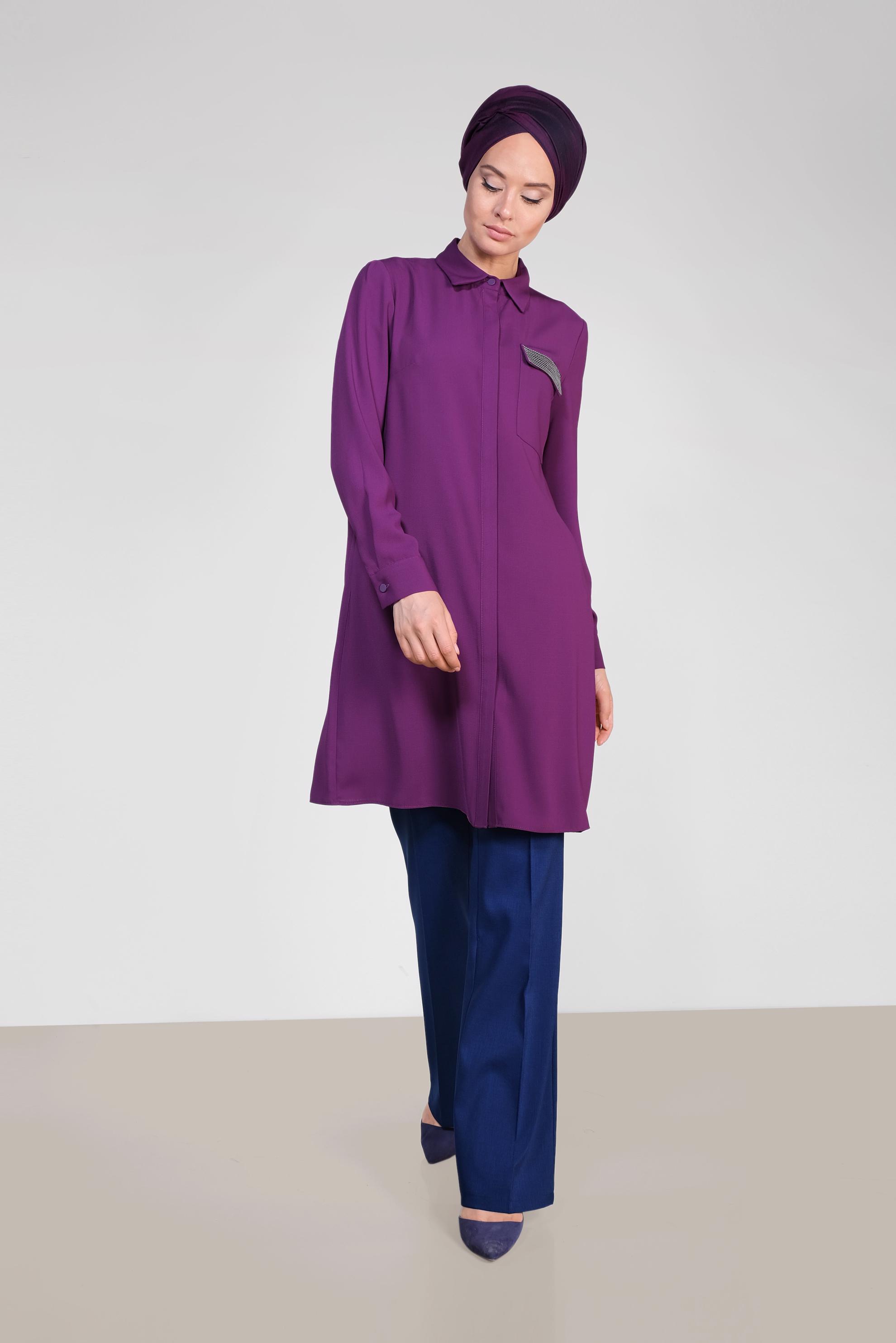 Tesettür giyim LACİVERT BOL PAÇA CEPLİ PANTOLON 7538