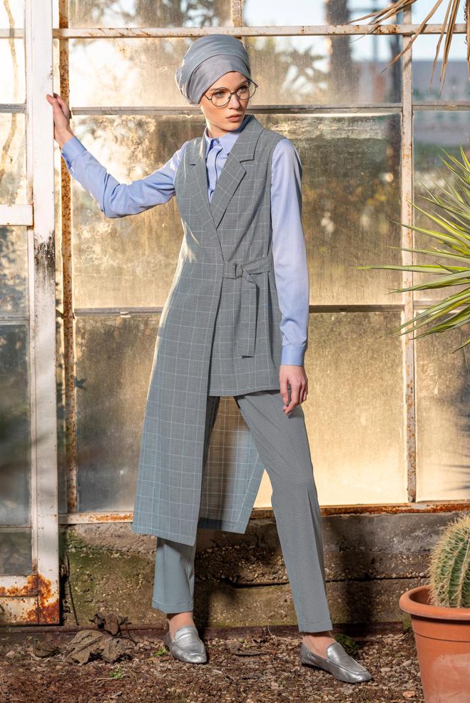 Tesettür giyim  PÖTİKARE DESENLİ KLASİK KESİM PANTOLON 7542 - ALVİNA