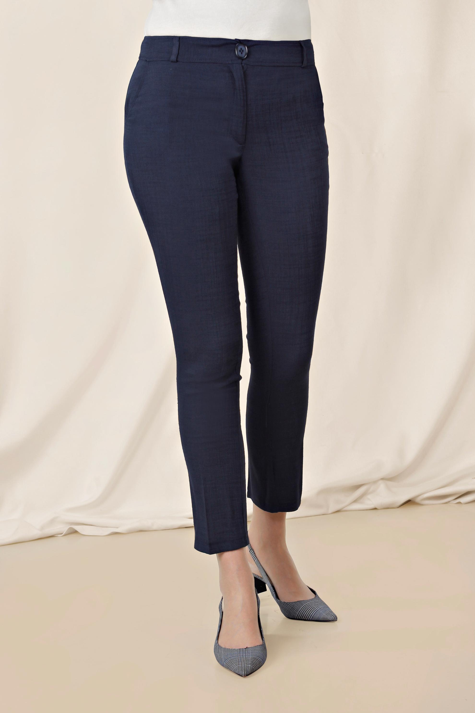 Tesettür giyim LACİVERT ARA BEL KUMAŞ PANTOLON 7546