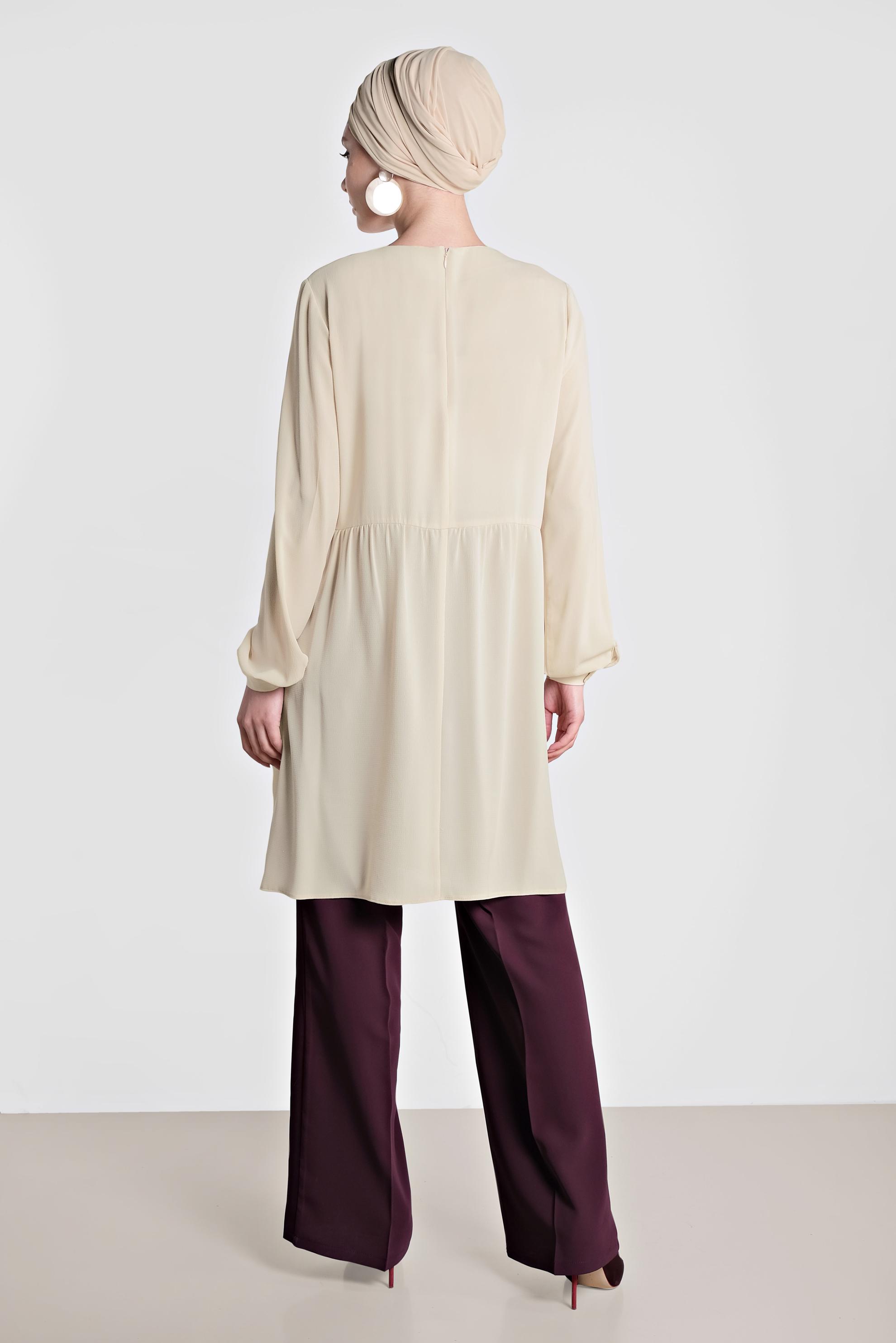 Tesettür giyim MOR ARA BEL BOL PAÇA PANTOLON 7547