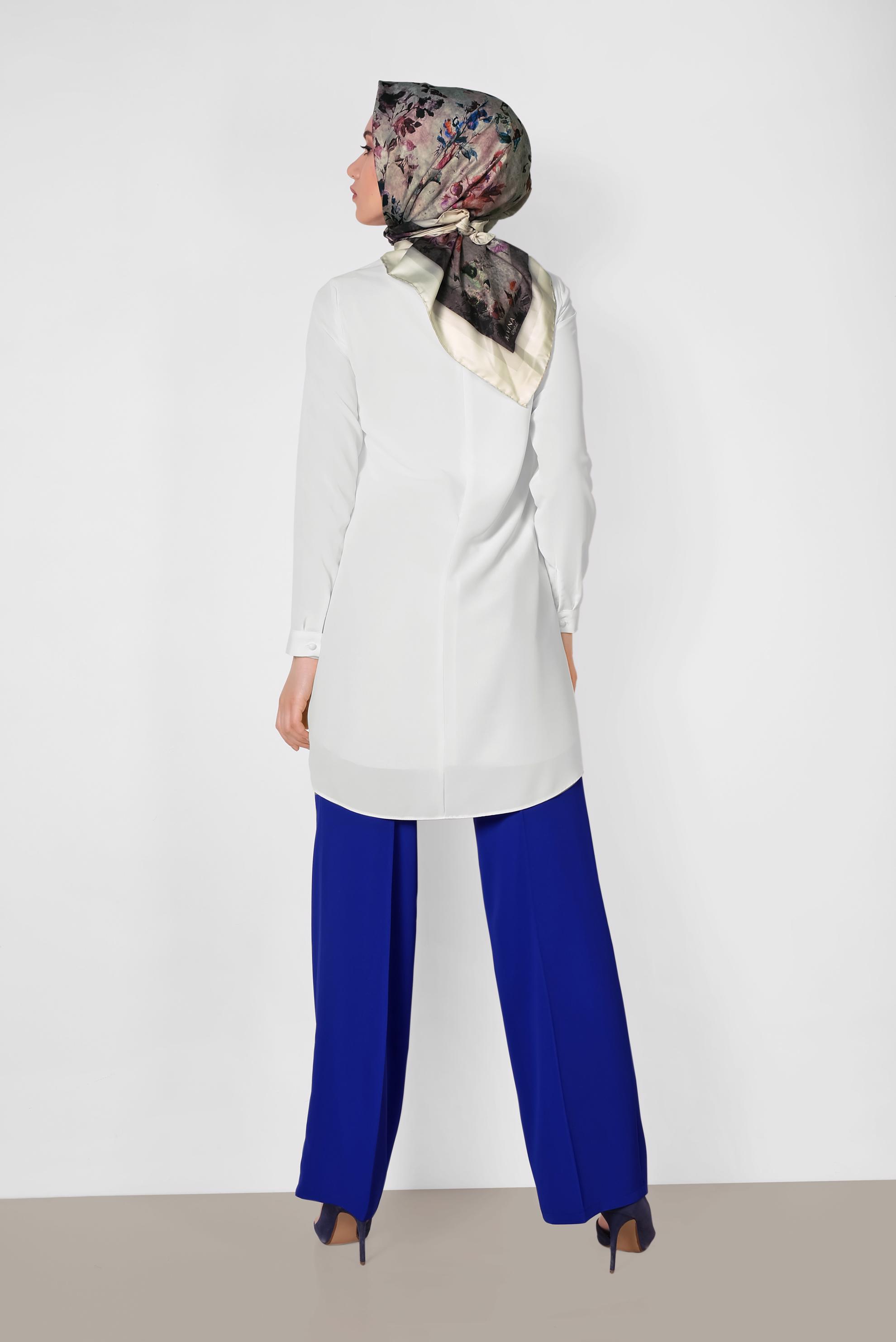 Tesettür giyim MAVİ ARA BEL BOL PAÇA PANTOLON 7547