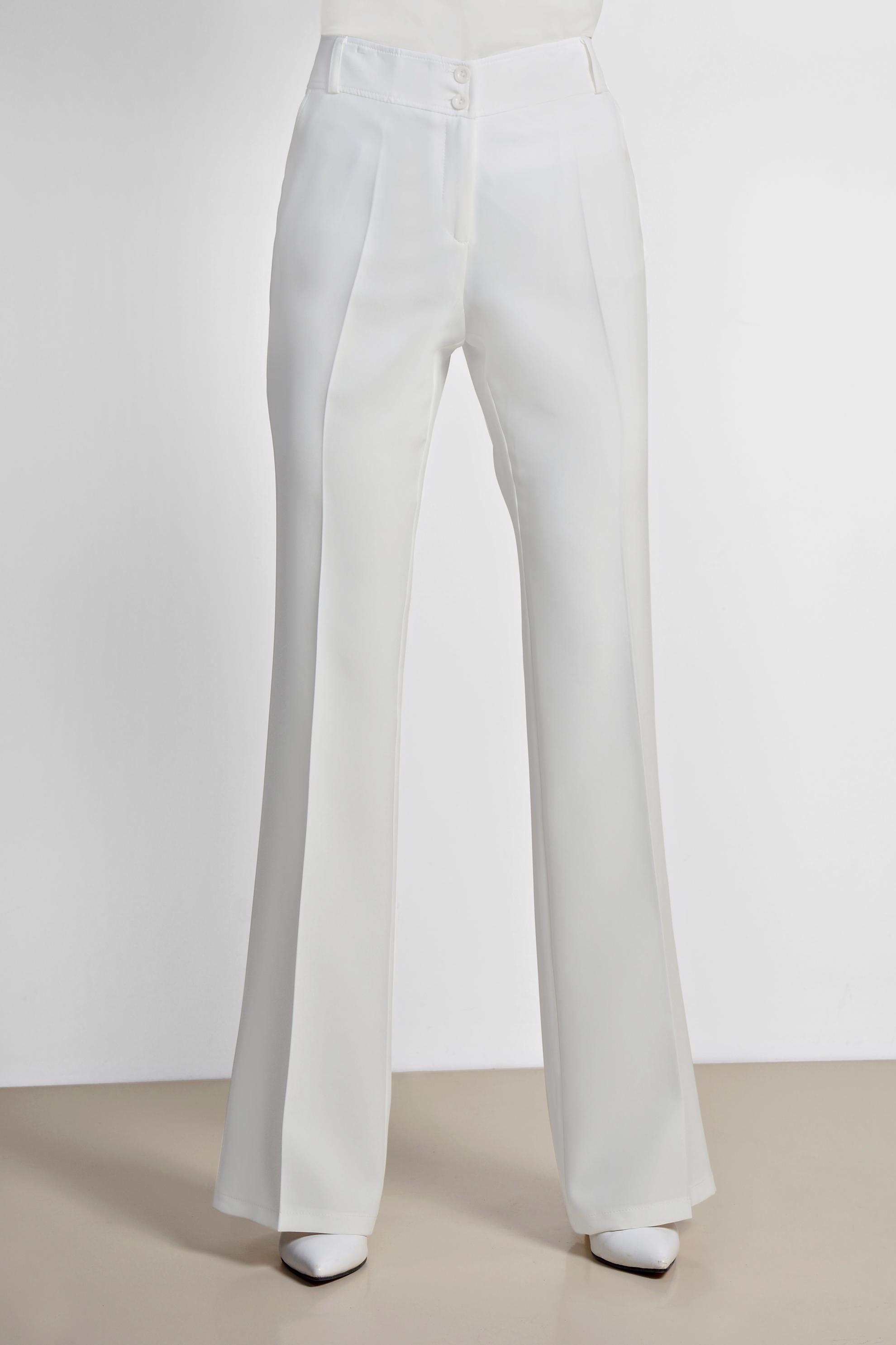 Tesettür giyim EKRU BOL PAÇA KUMAŞ PANTOLON 7548