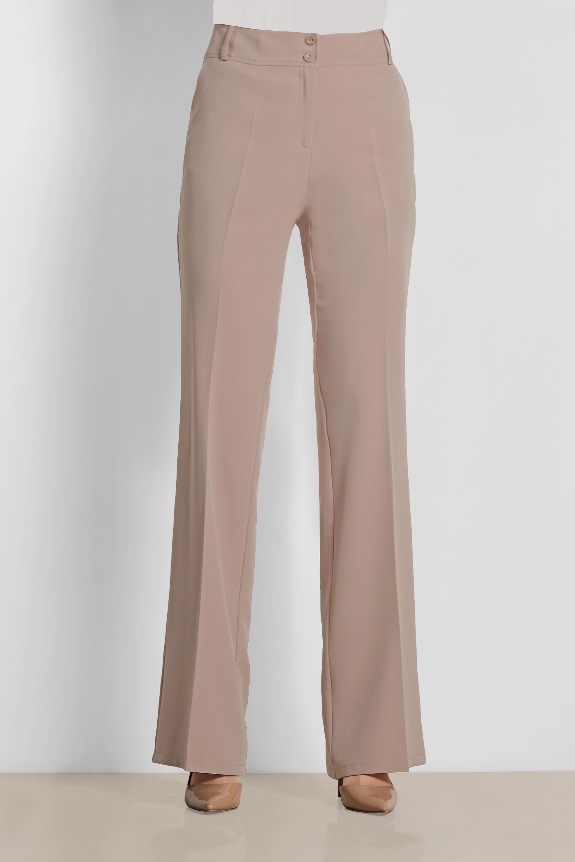 Tesettür giyim BEJ BOL PAÇA KUMAŞ PANTOLON 7548