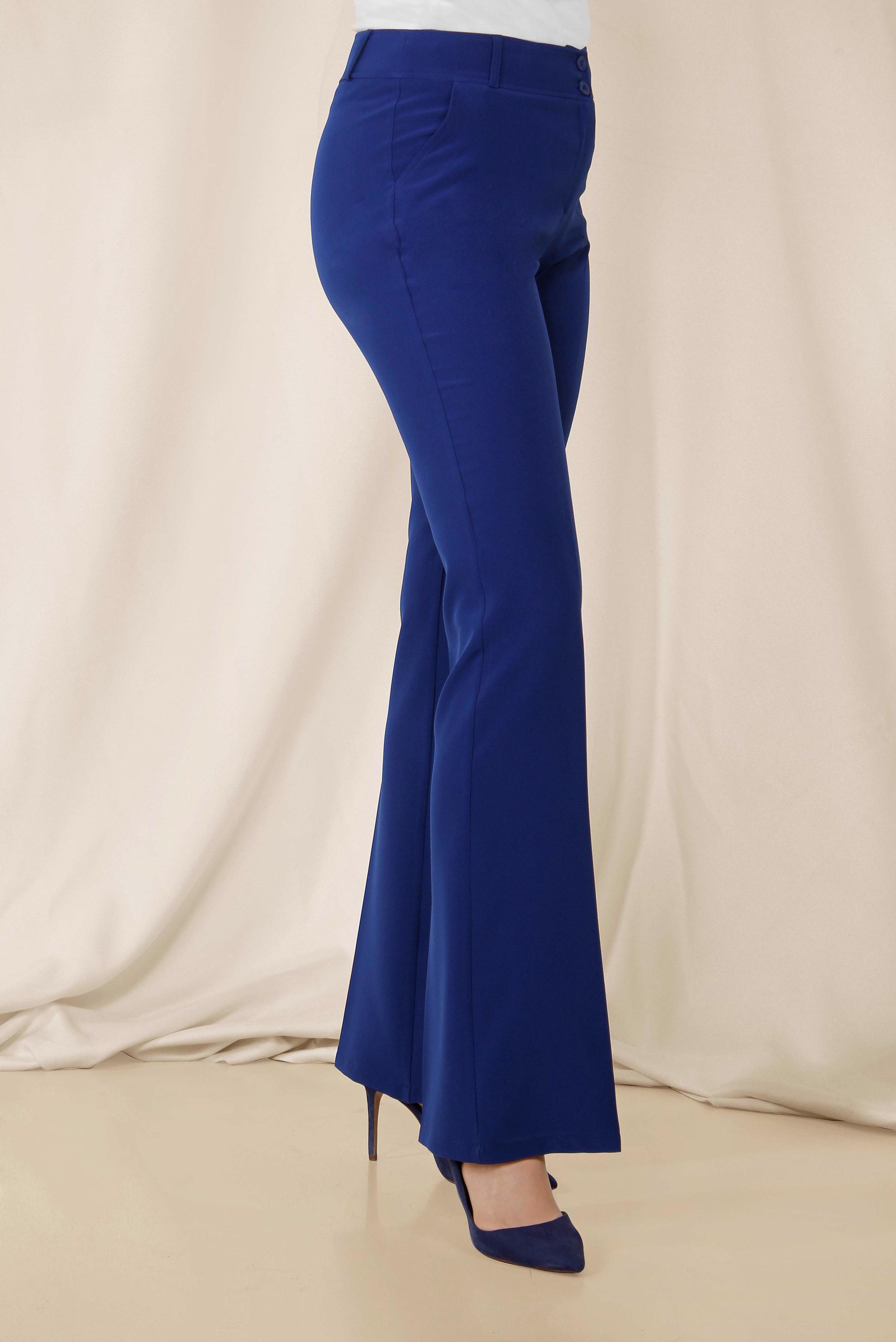 Tesettür giyim LACİVERT BOL PAÇA KUMAŞ PANTOLON 7548