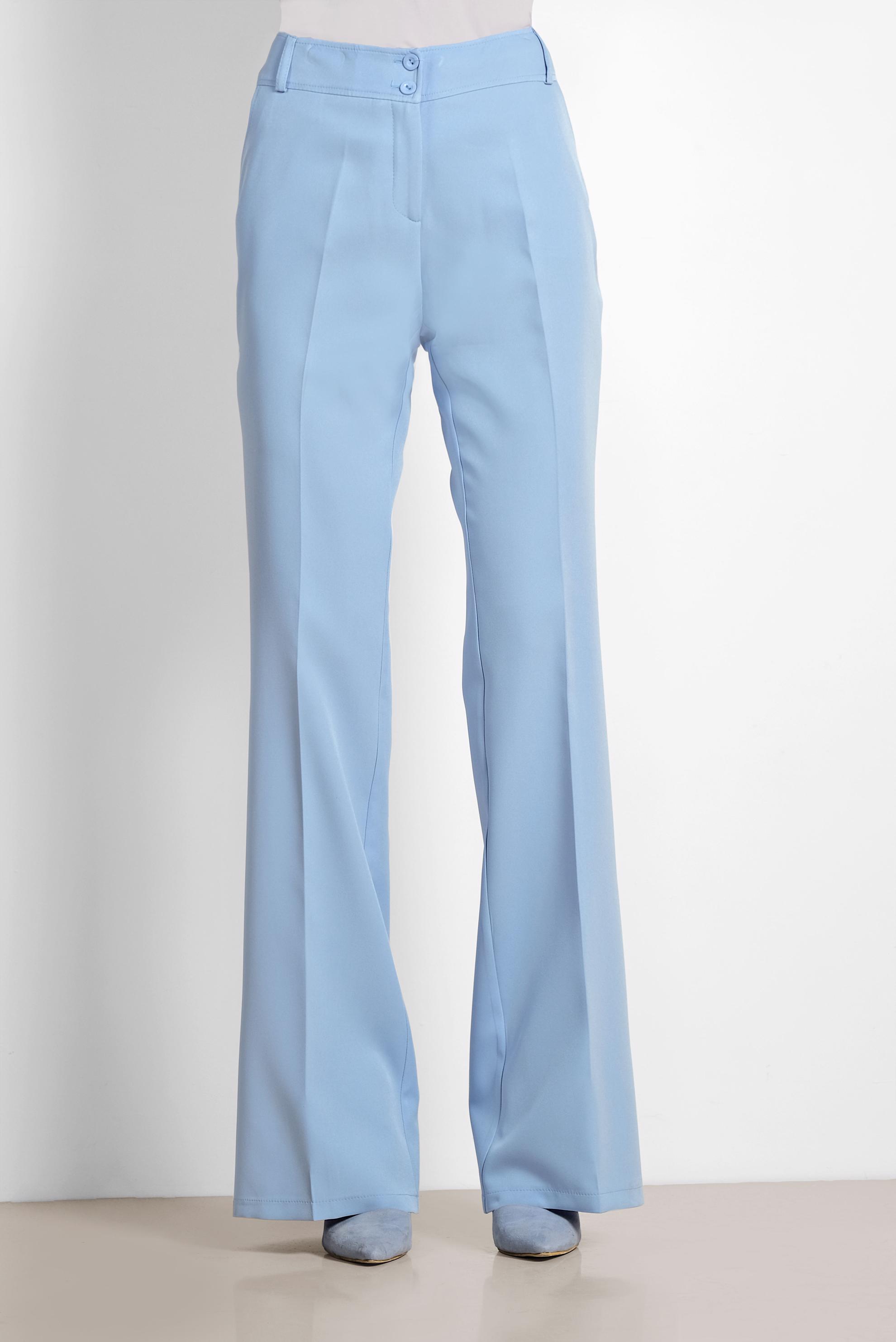 Tesettür giyim MAVİ BOL PAÇA KUMAŞ PANTOLON 7548