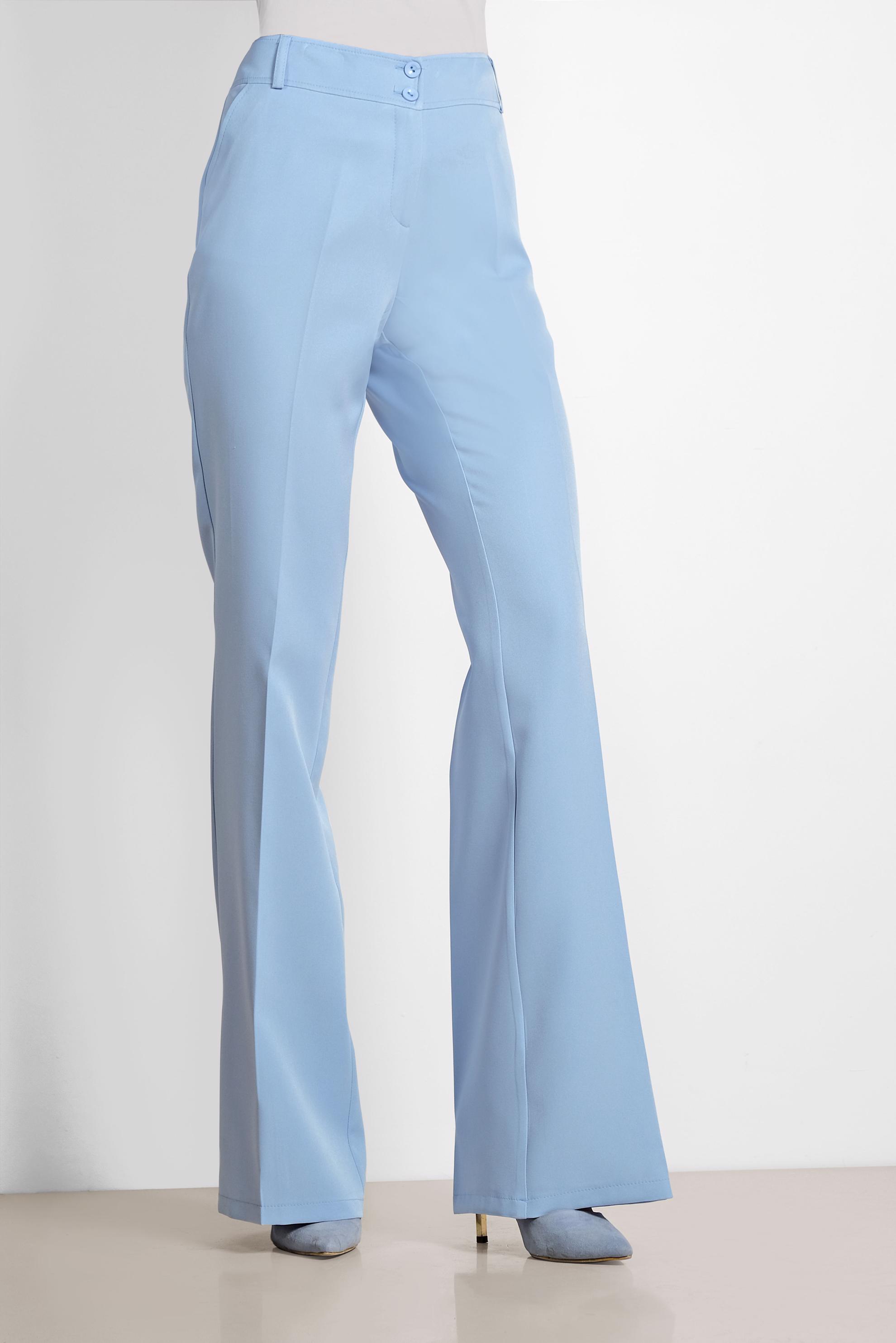 Tesettür giyim MAVİ BOL PAÇA KUMAŞ PANTOLON 7548