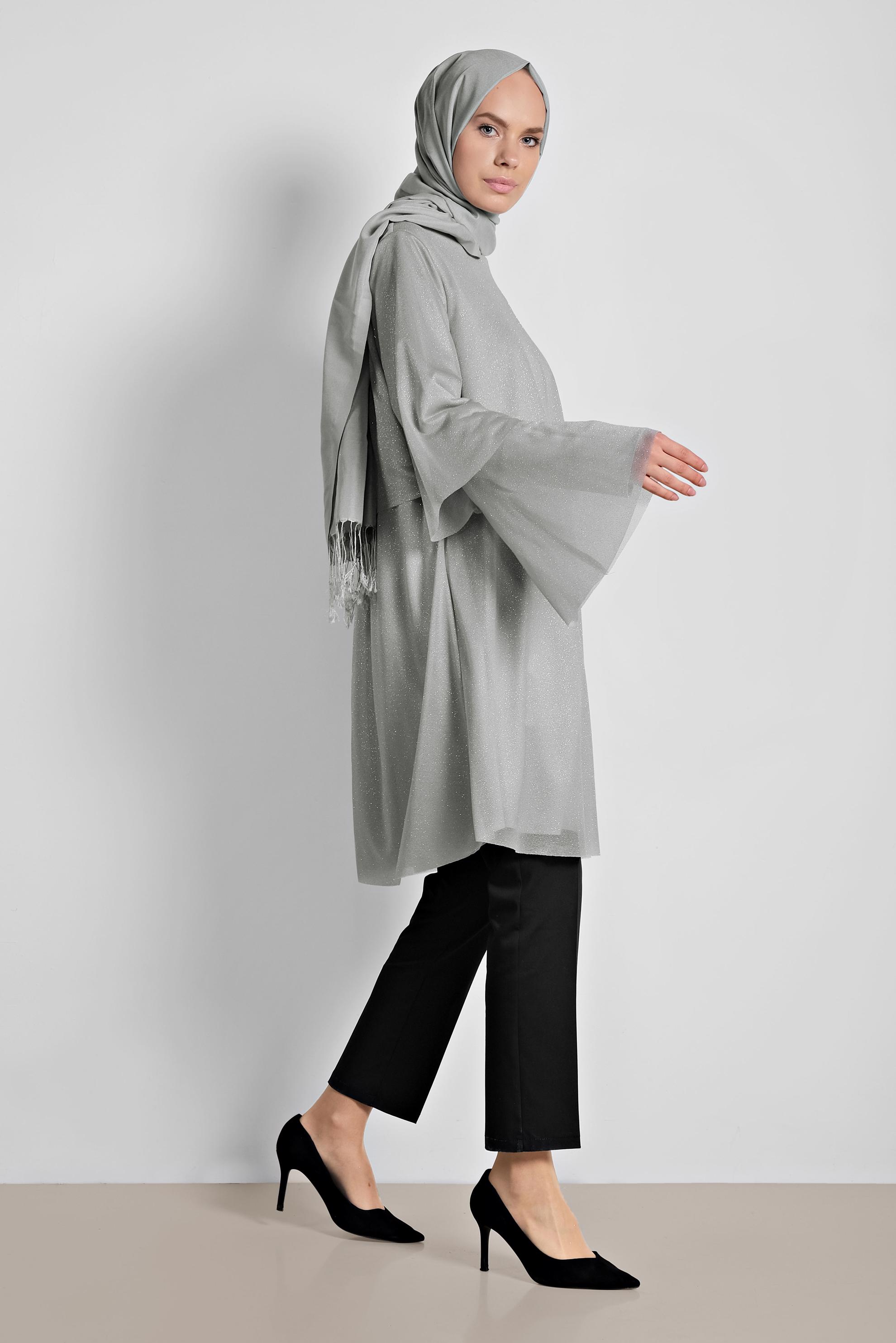 Tesettür giyim SİYAH ARA BEL PAMUKLU KUMAŞ PANTOLON 7552