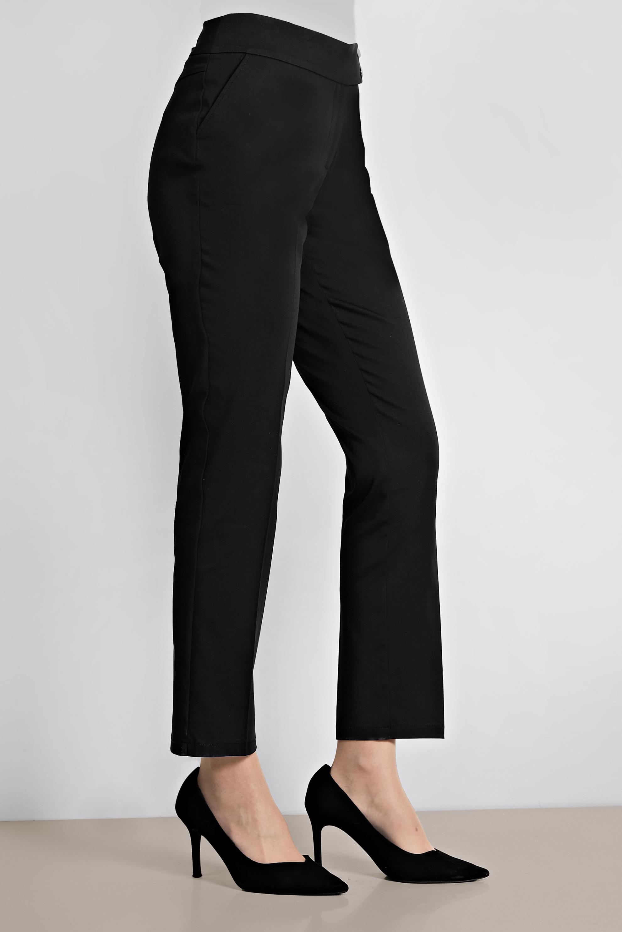 Tesettür giyim SİYAH ARA BEL PAMUKLU KUMAŞ PANTOLON 7552