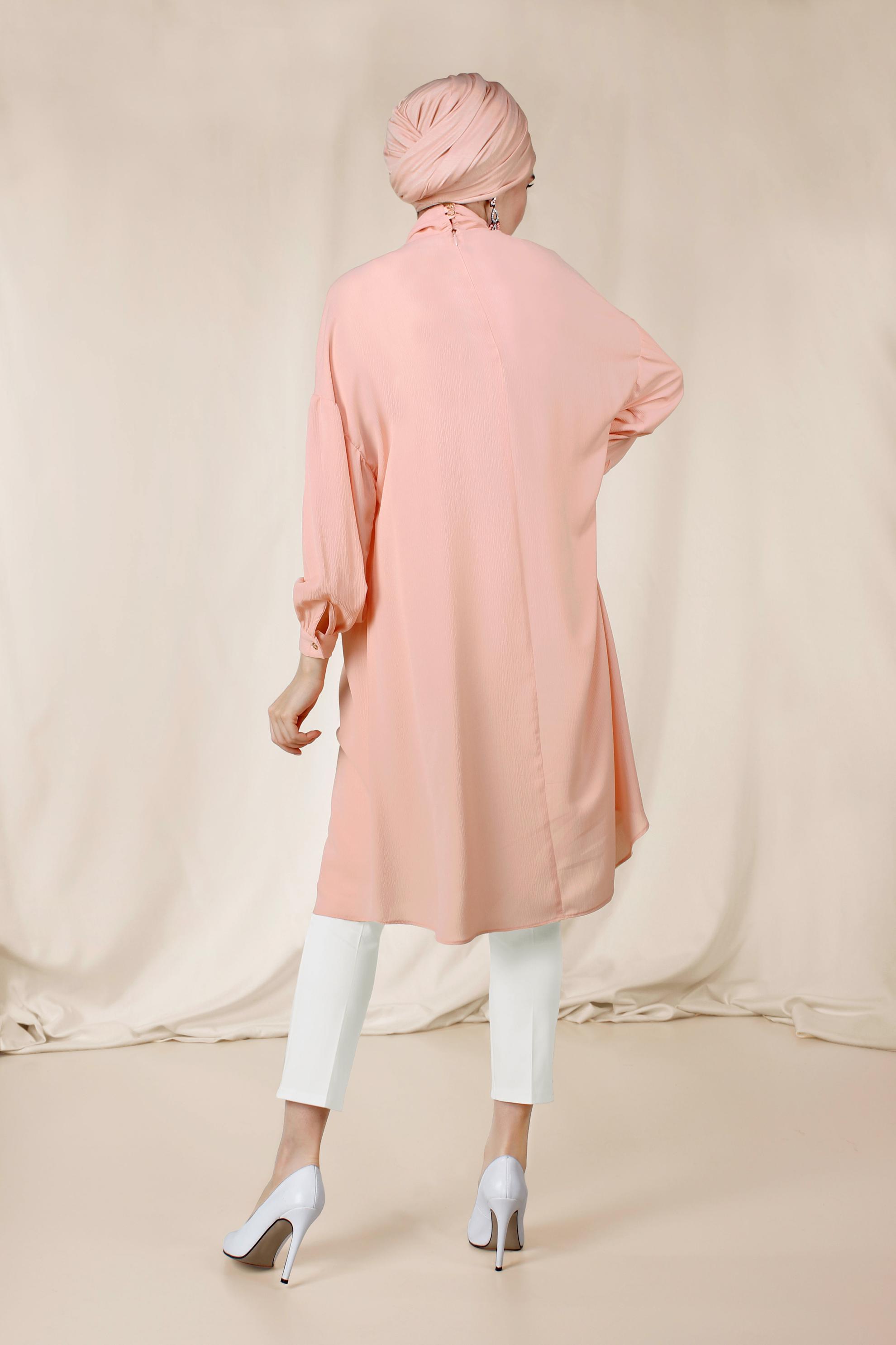 Tesettür giyim BEYAZ ARA BEL PAMUKLU KUMAŞ PANTOLON 7552