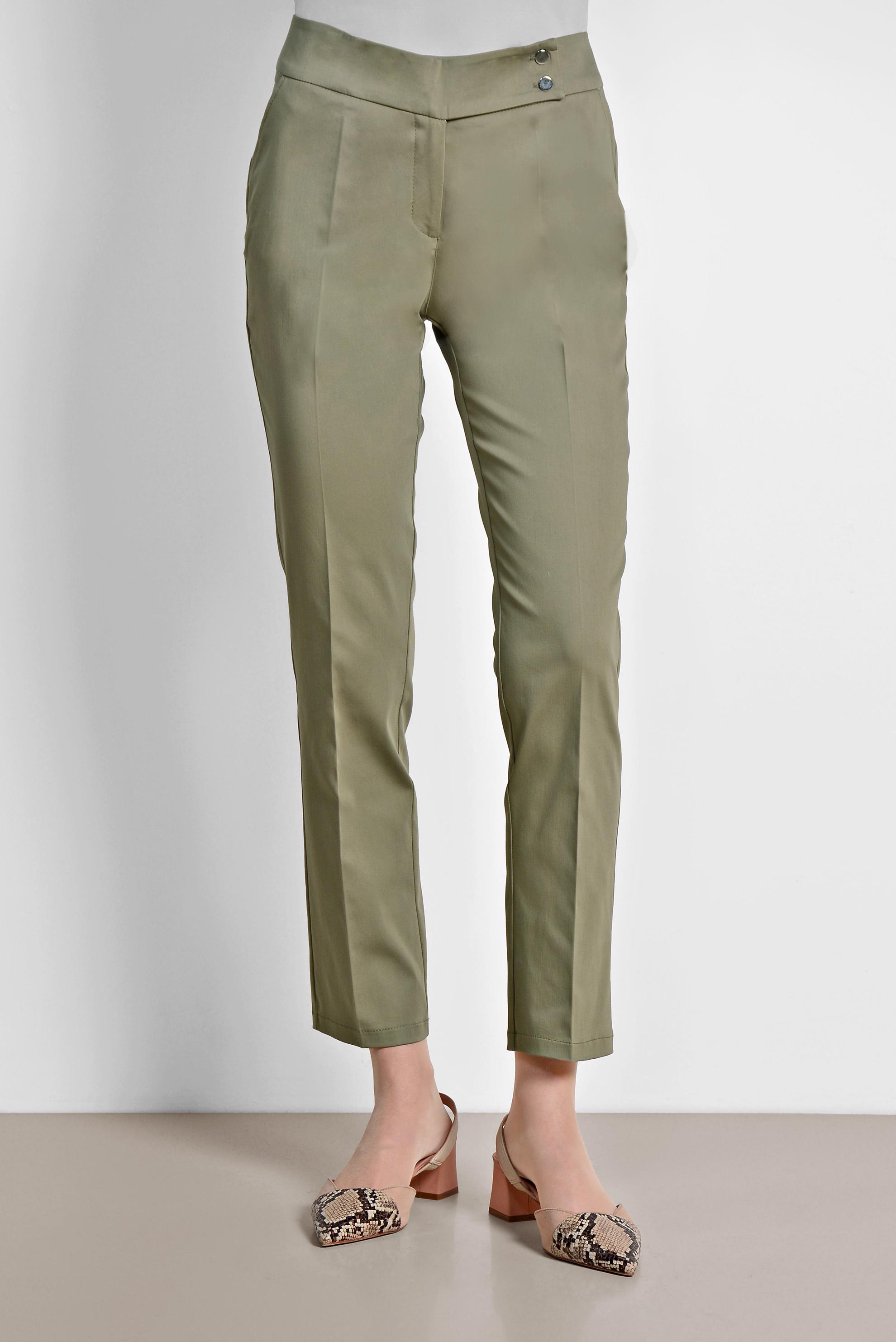 Tesettür giyim HAKİ ARA BEL PAMUKLU KUMAŞ PANTOLON 7552