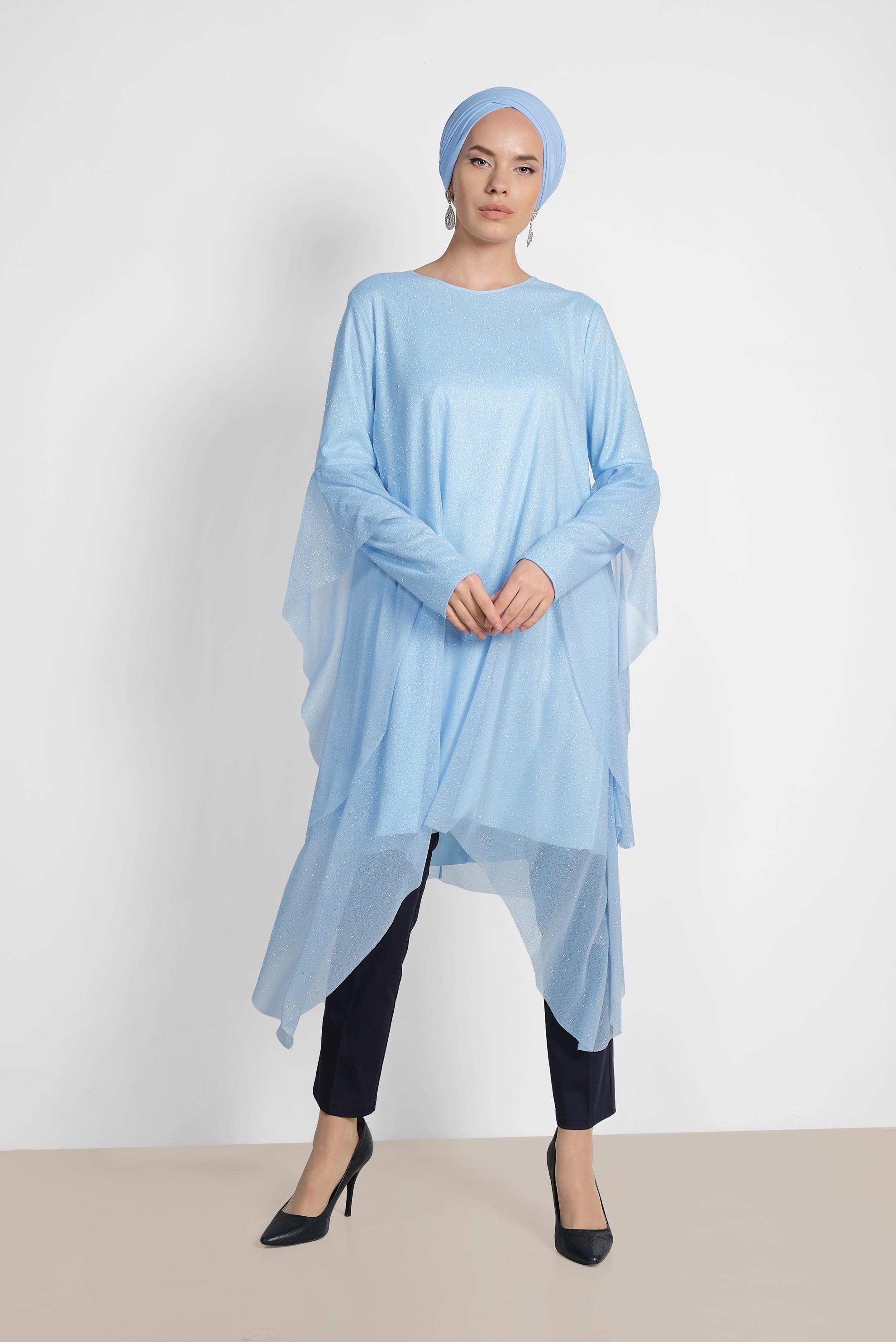 Tesettür giyim LACİVERT ARA BEL PAMUKLU KUMAŞ PANTOLON 7552