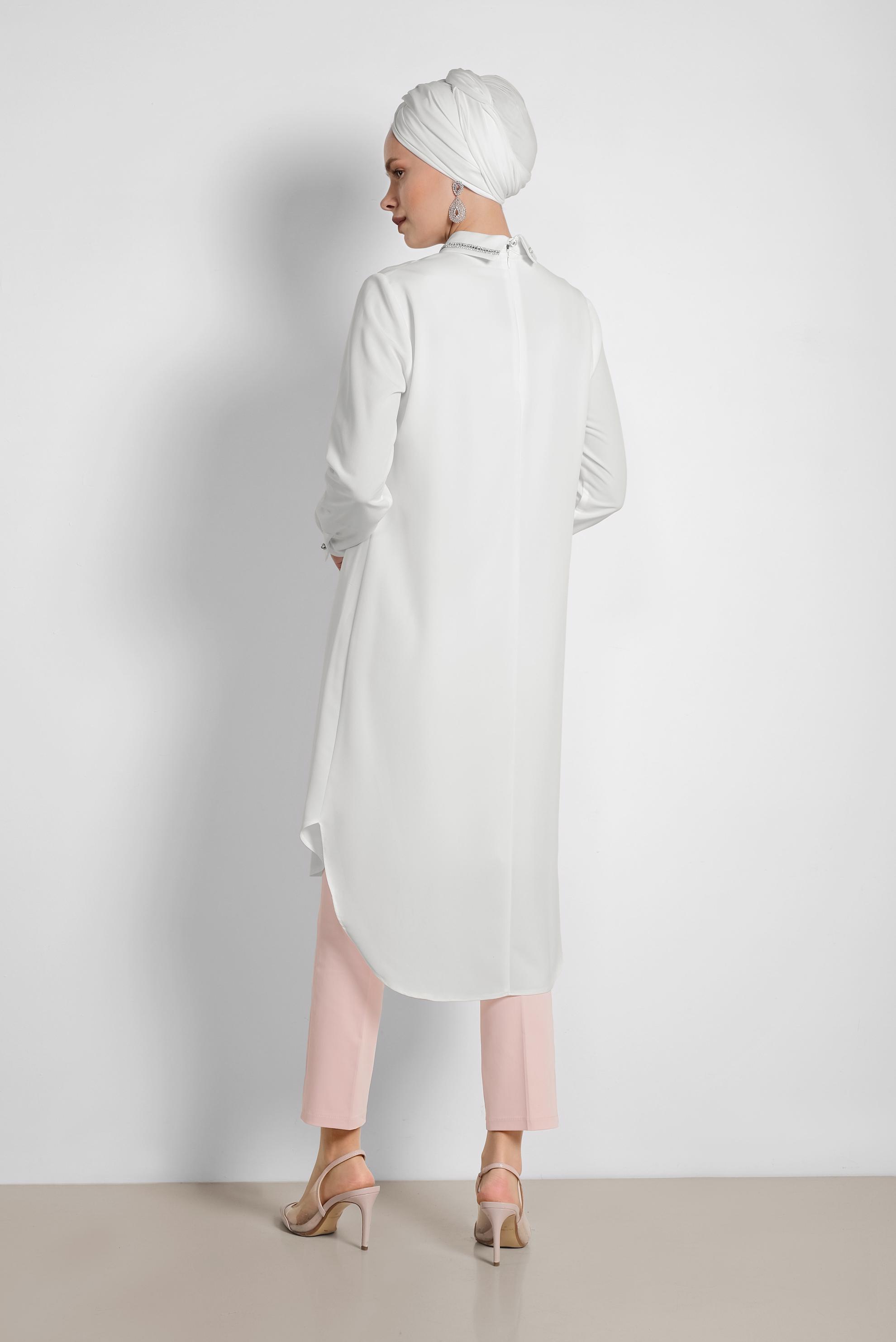 Tesettür giyim PUDRA ARA BEL PAMUKLU KUMAŞ PANTOLON 7552