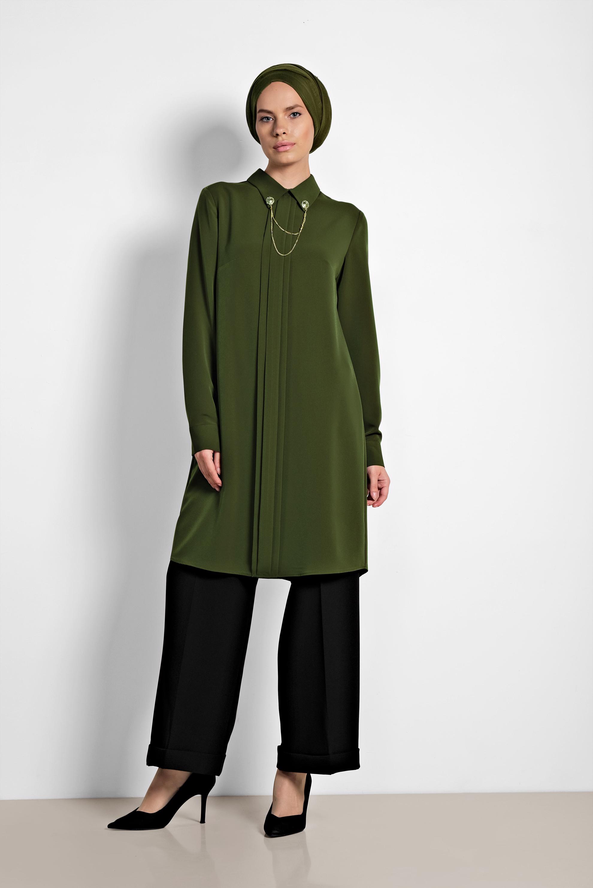 Tesettür giyim SİYAH YÜKSEK BEL KUMAŞ PANTOLON 7553