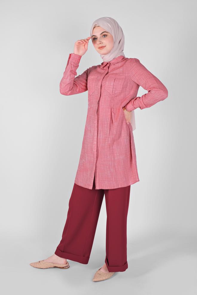 Tesettür giyim  YÜKSEK BEL KUMAŞ PANTOLON 7553 - ALVİNA