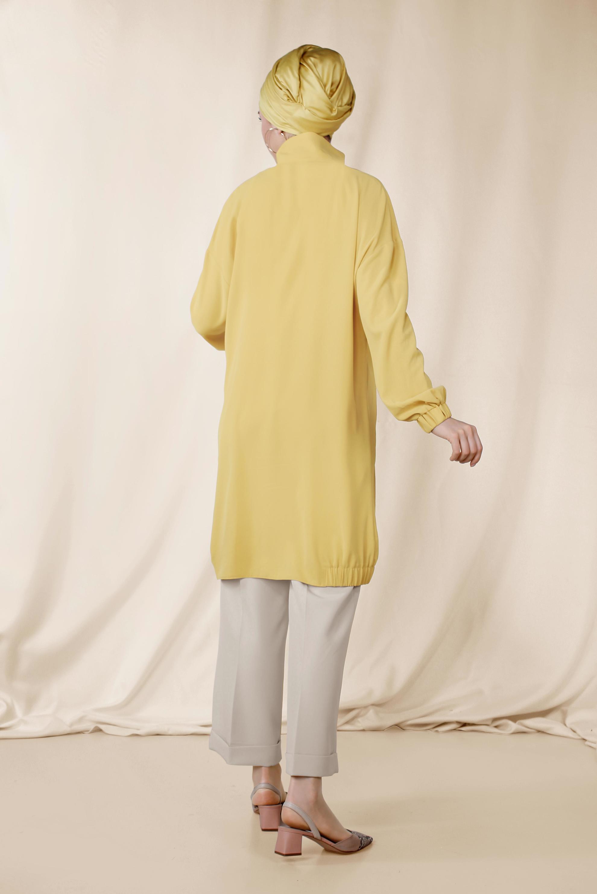 Tesettür giyim BEJ YÜKSEK BEL KUMAŞ PANTOLON 7553