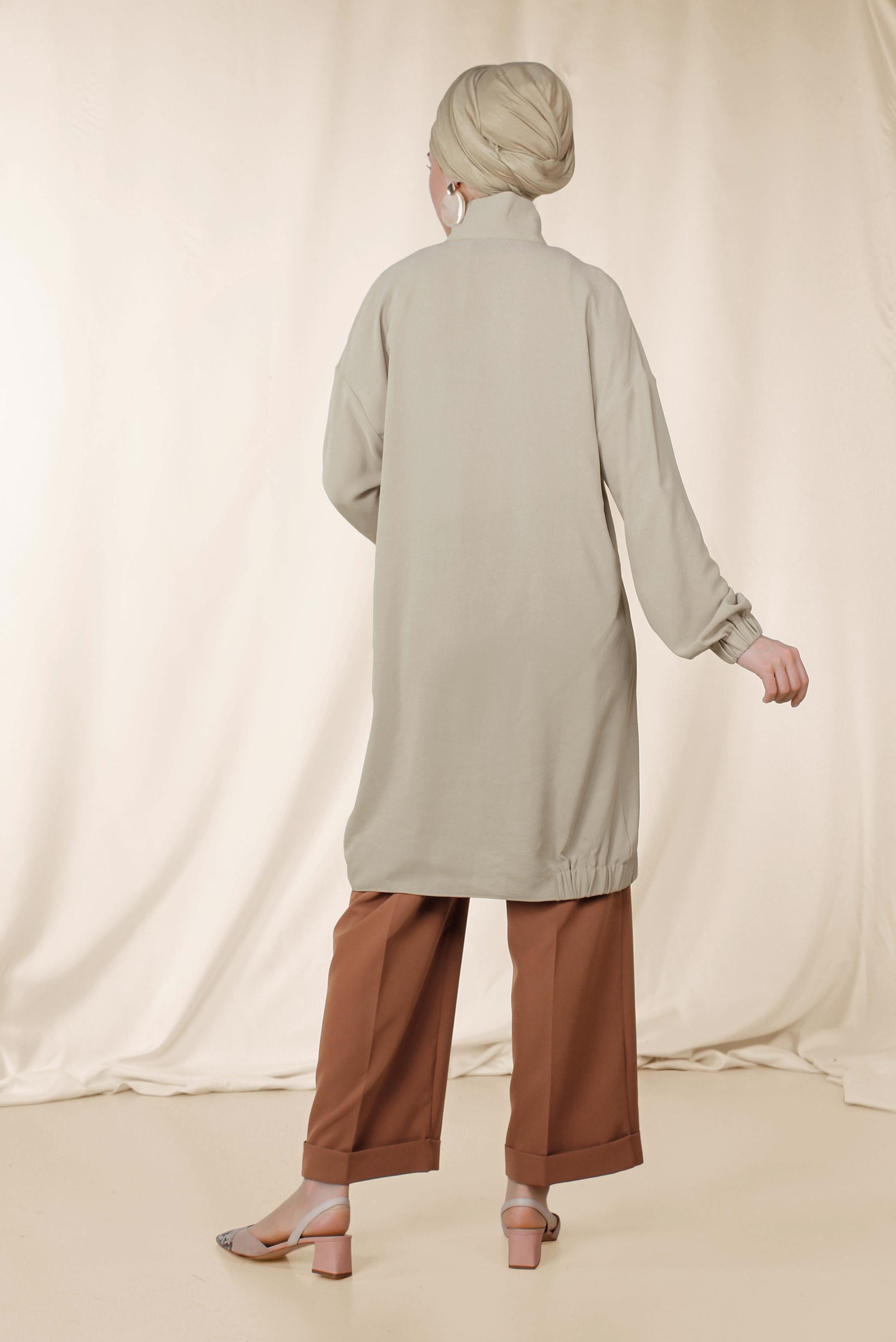 Tesettür giyim TABA YÜKSEK BEL KUMAŞ PANTOLON 7553