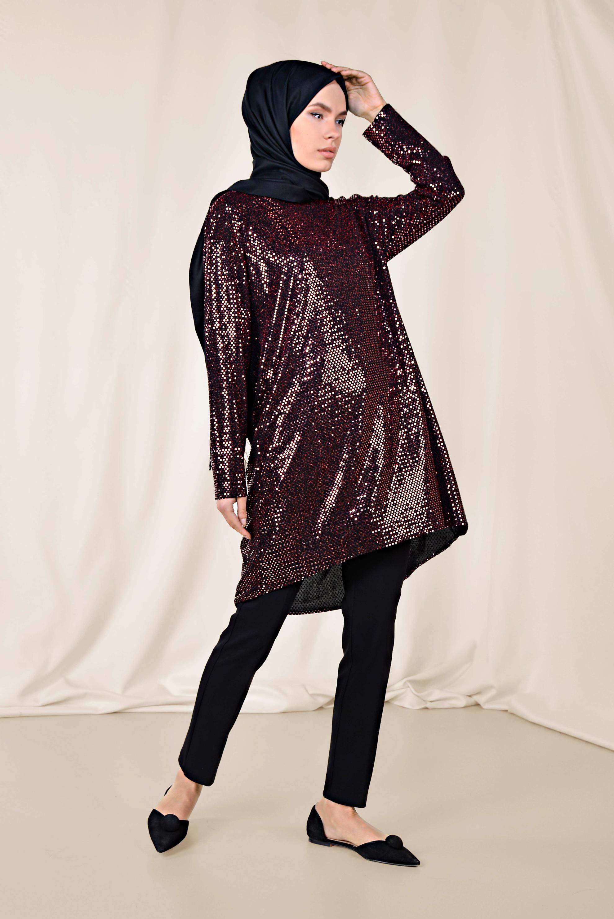 Tesettür giyim SİYAH ARA BEL PAMUKLU DAR PAÇA PANTOLON 7554