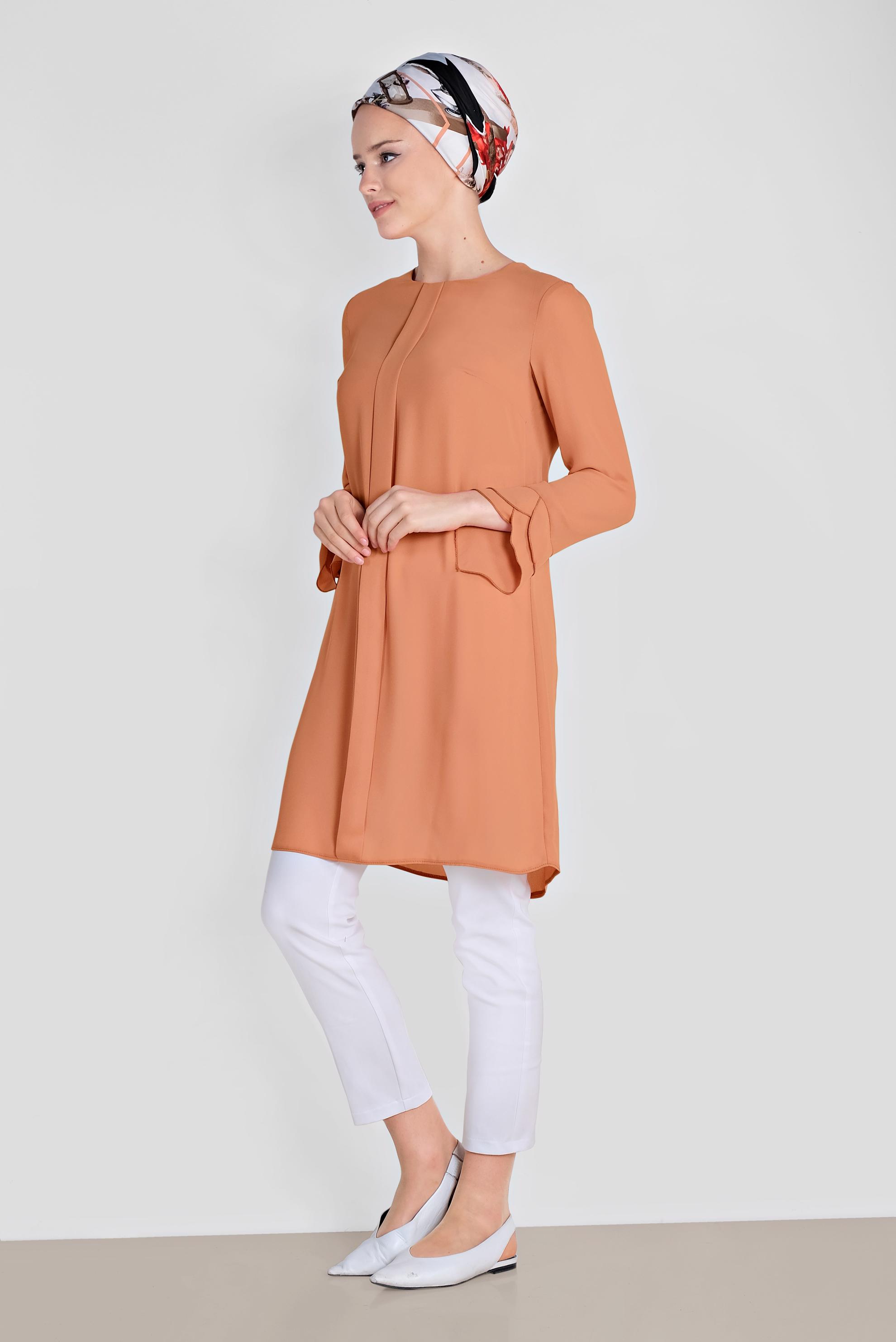 Tesettür giyim BEYAZ ARA BEL PAMUKLU DAR PAÇA PANTOLON 7554