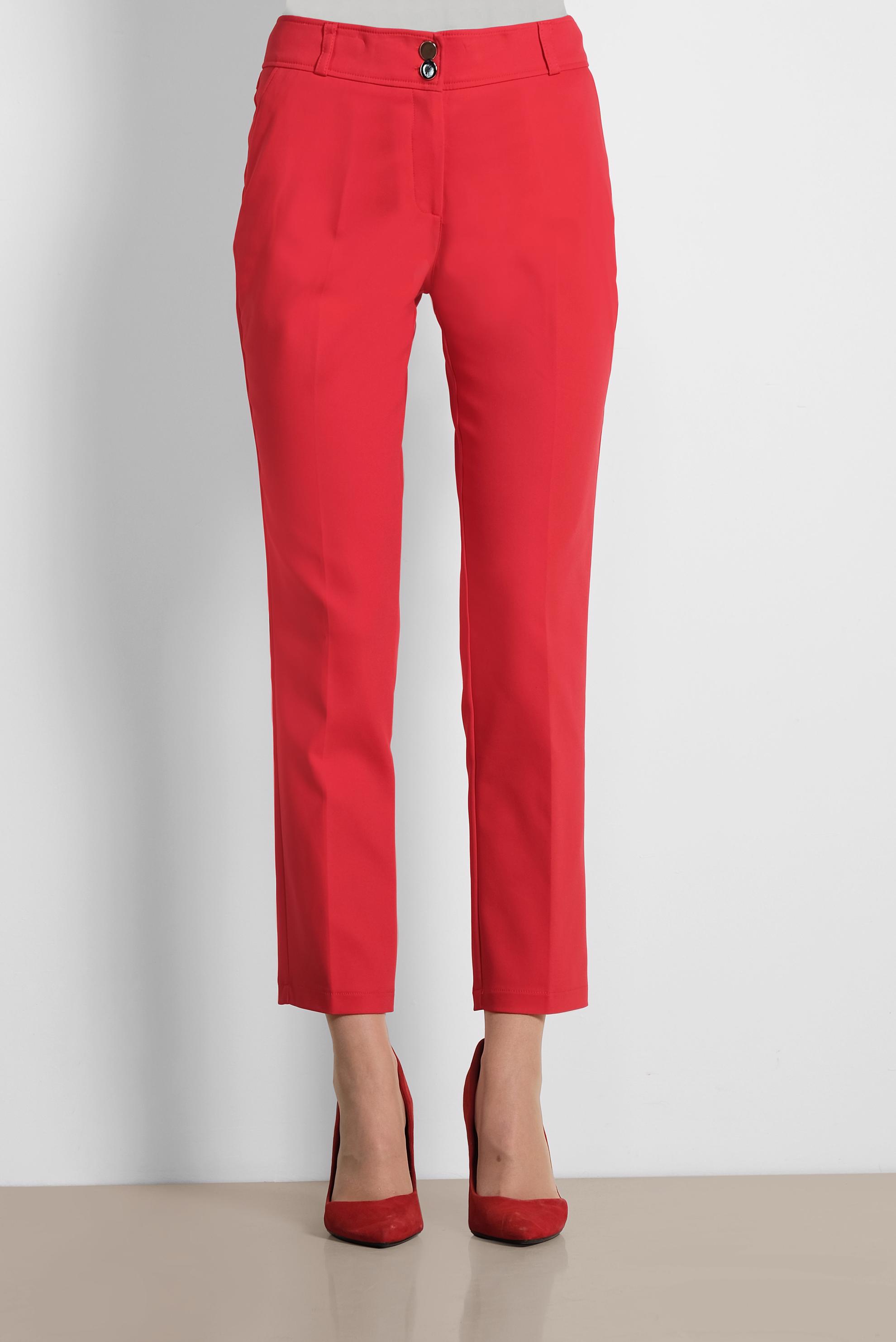 Tesettür giyim KIRMIZI ARA BEL PAMUKLU DAR PAÇA PANTOLON 7554