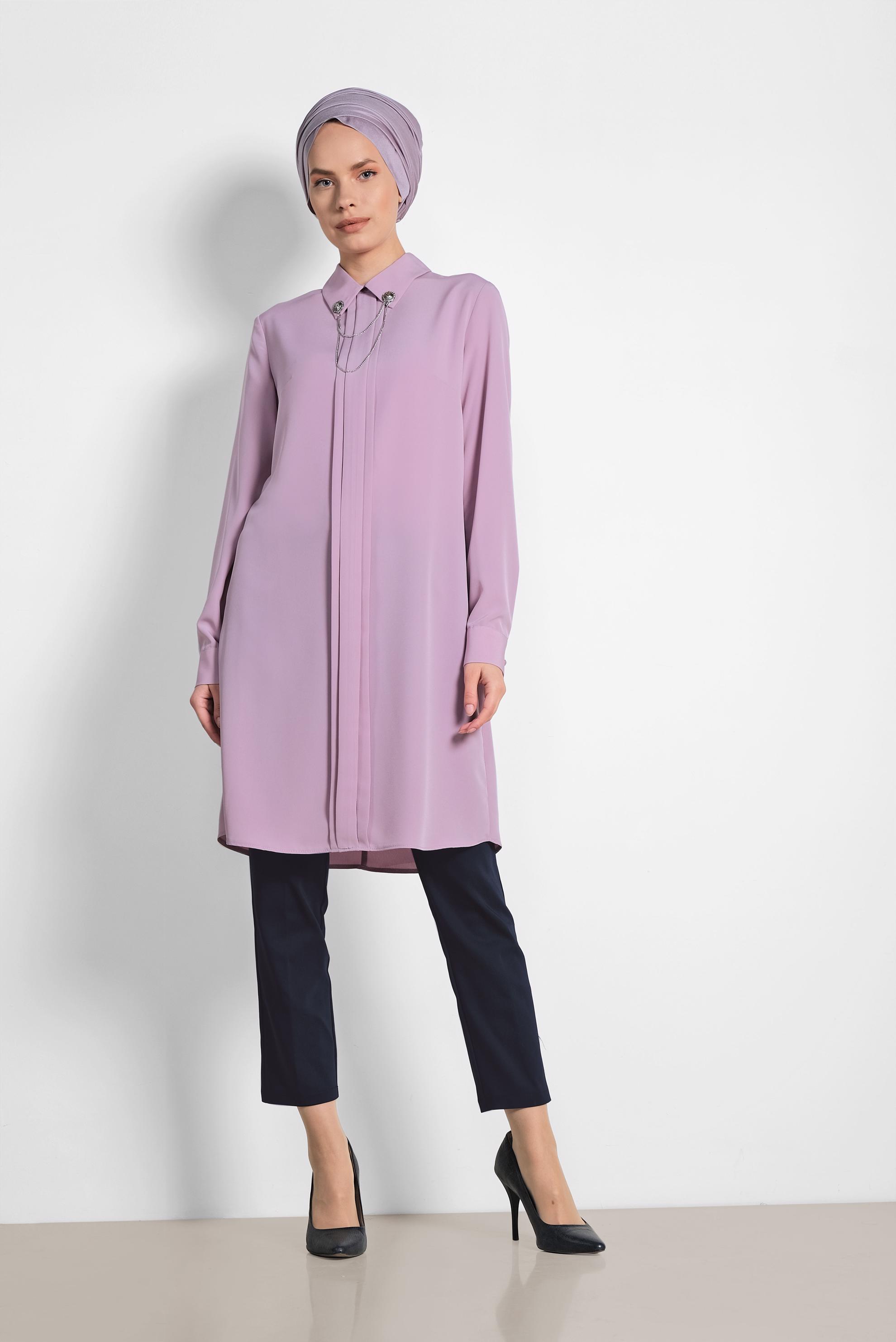 Tesettür giyim LACİVERT ARA BEL PAMUKLU DAR PAÇA PANTOLON 7554