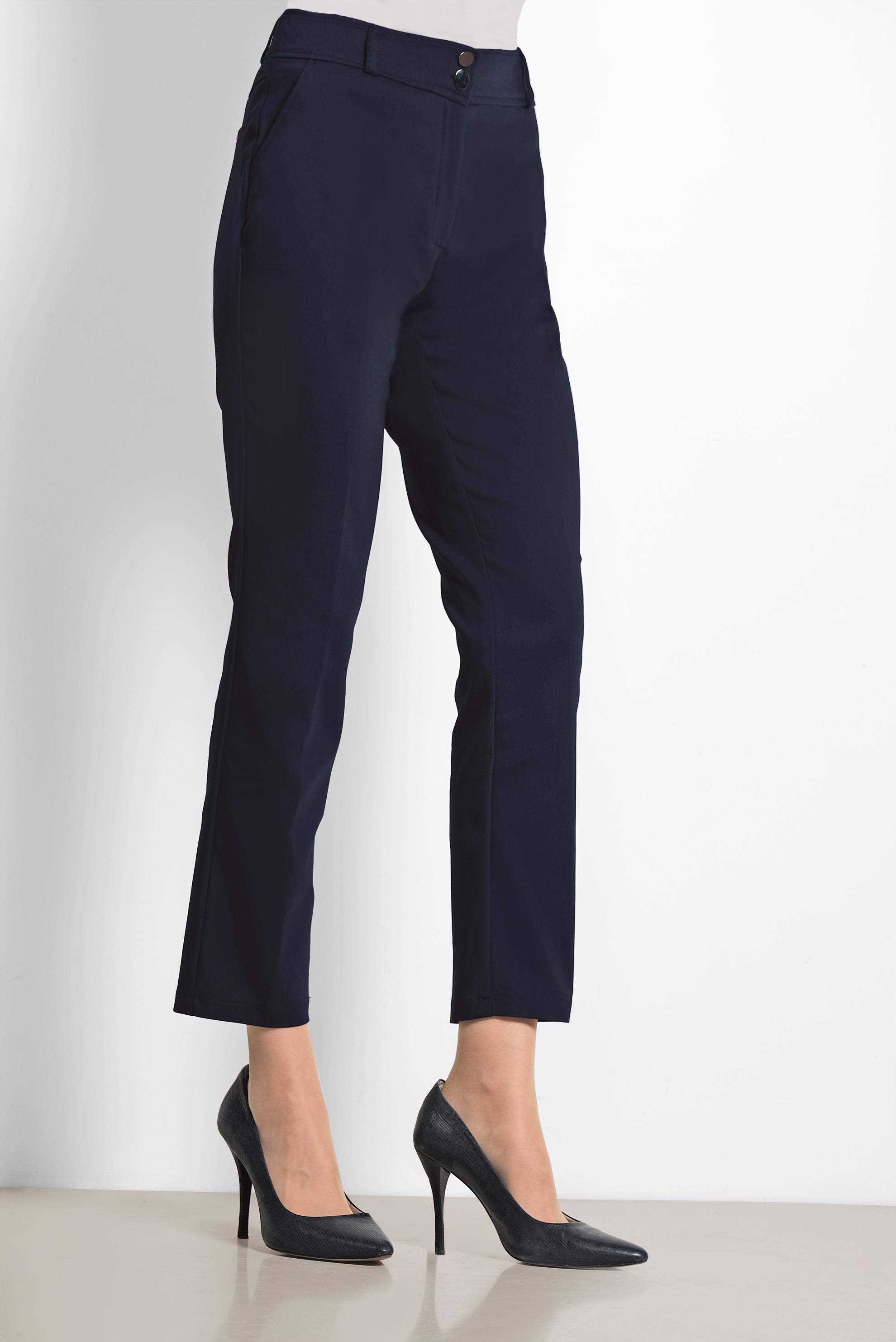 Tesettür giyim LACİVERT ARA BEL PAMUKLU DAR PAÇA PANTOLON 7554