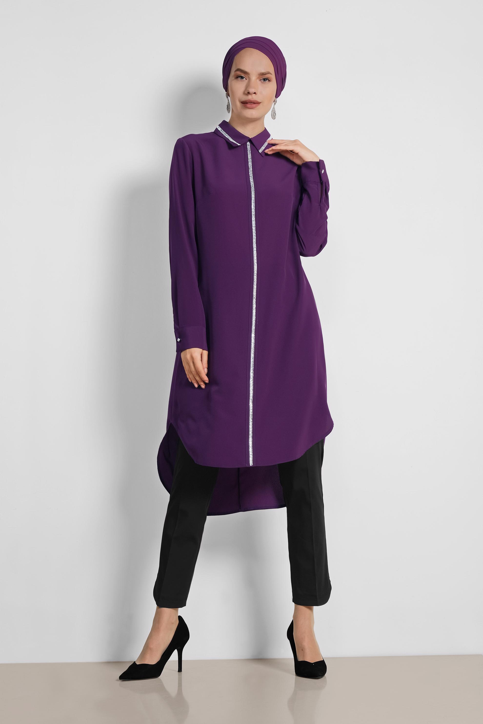 Tesettür giyim SİYAH DAR PAÇA PAMUKLU KUMAŞ PANTOLON 7555