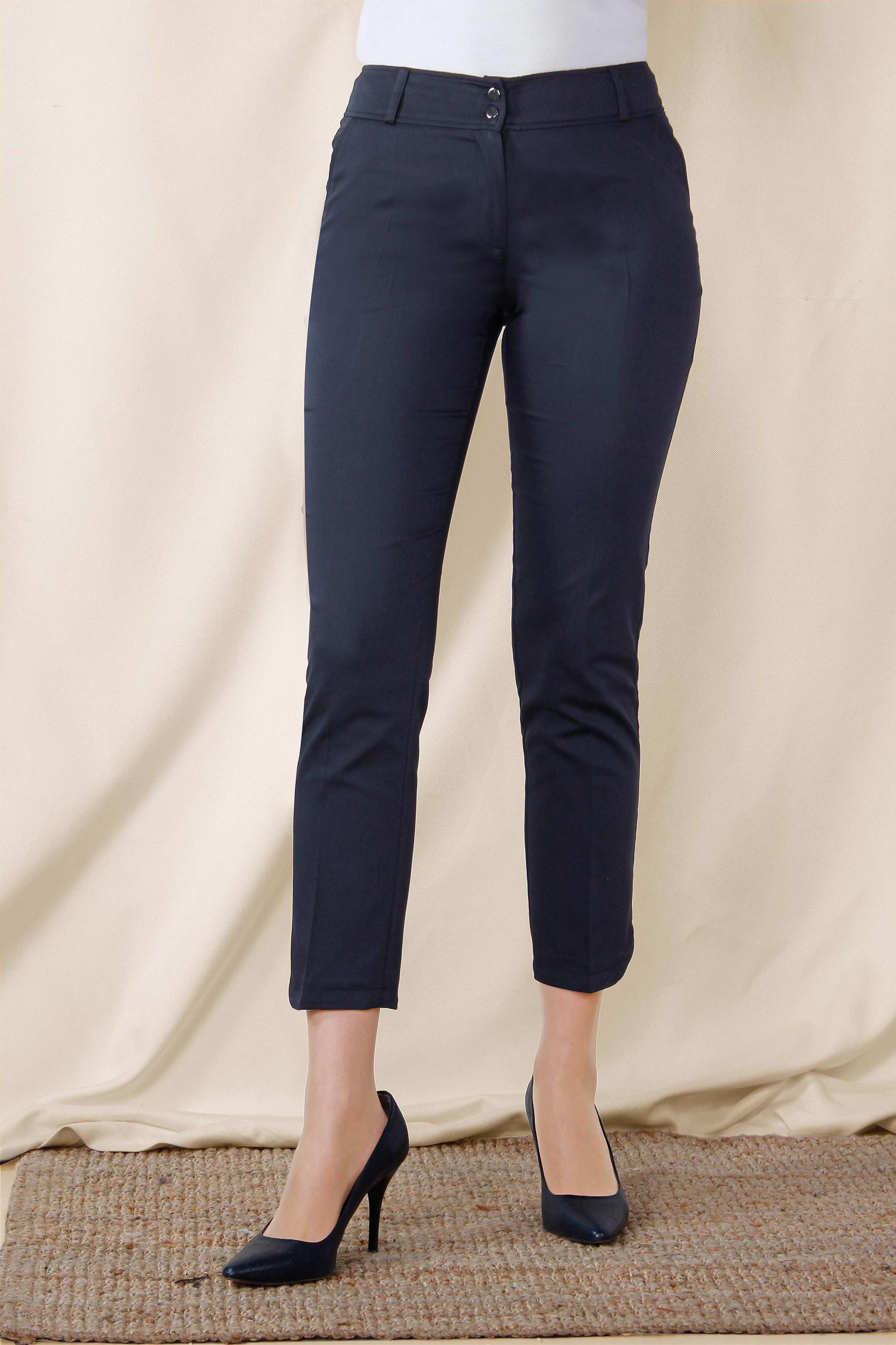 Tesettür giyim LACİVERT DAR PAÇA PAMUKLU KUMAŞ PANTOLON 7555