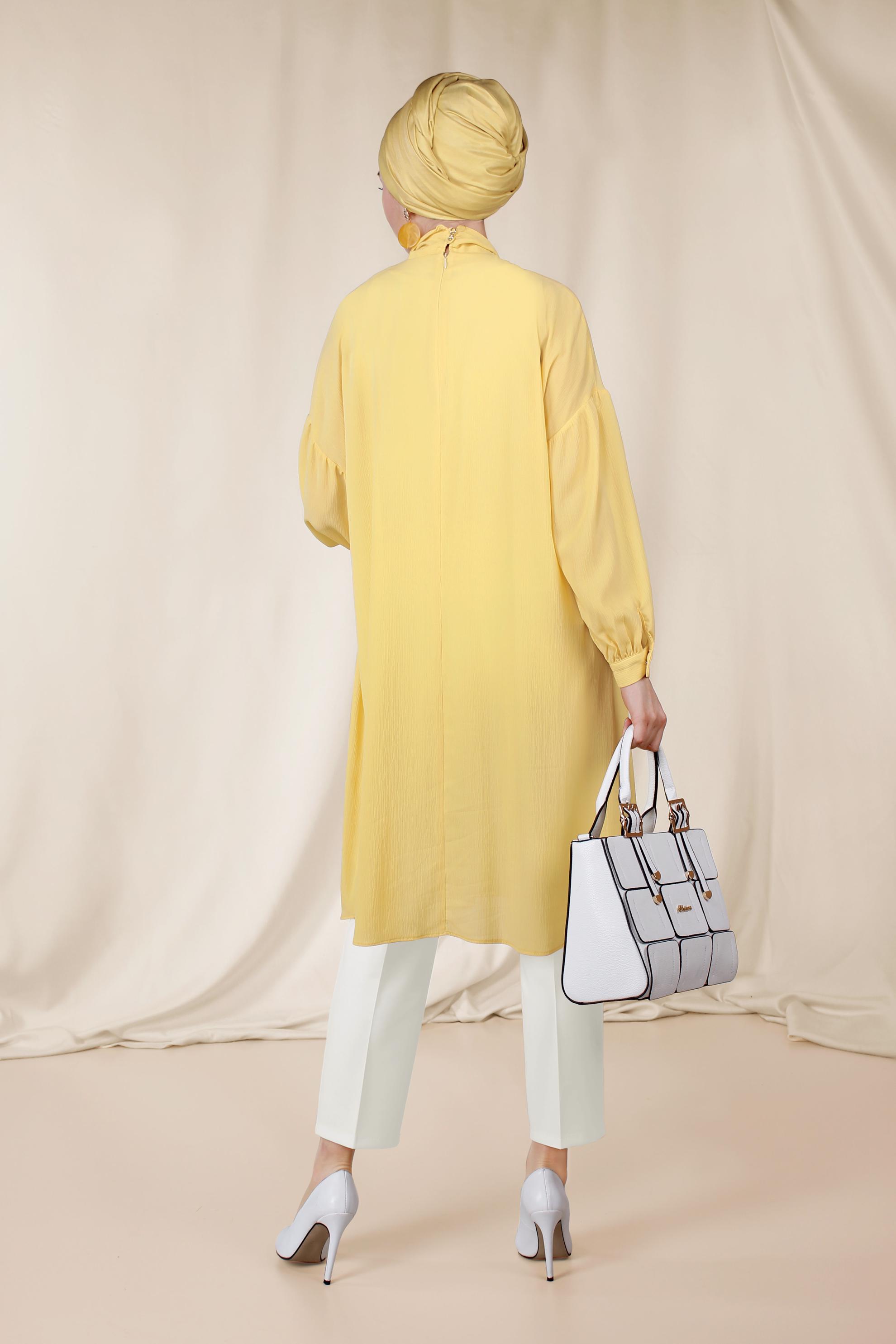 Tesettür giyim BEYAZ FERMUARLI YÜKSEK BEL PANTOLON 7559