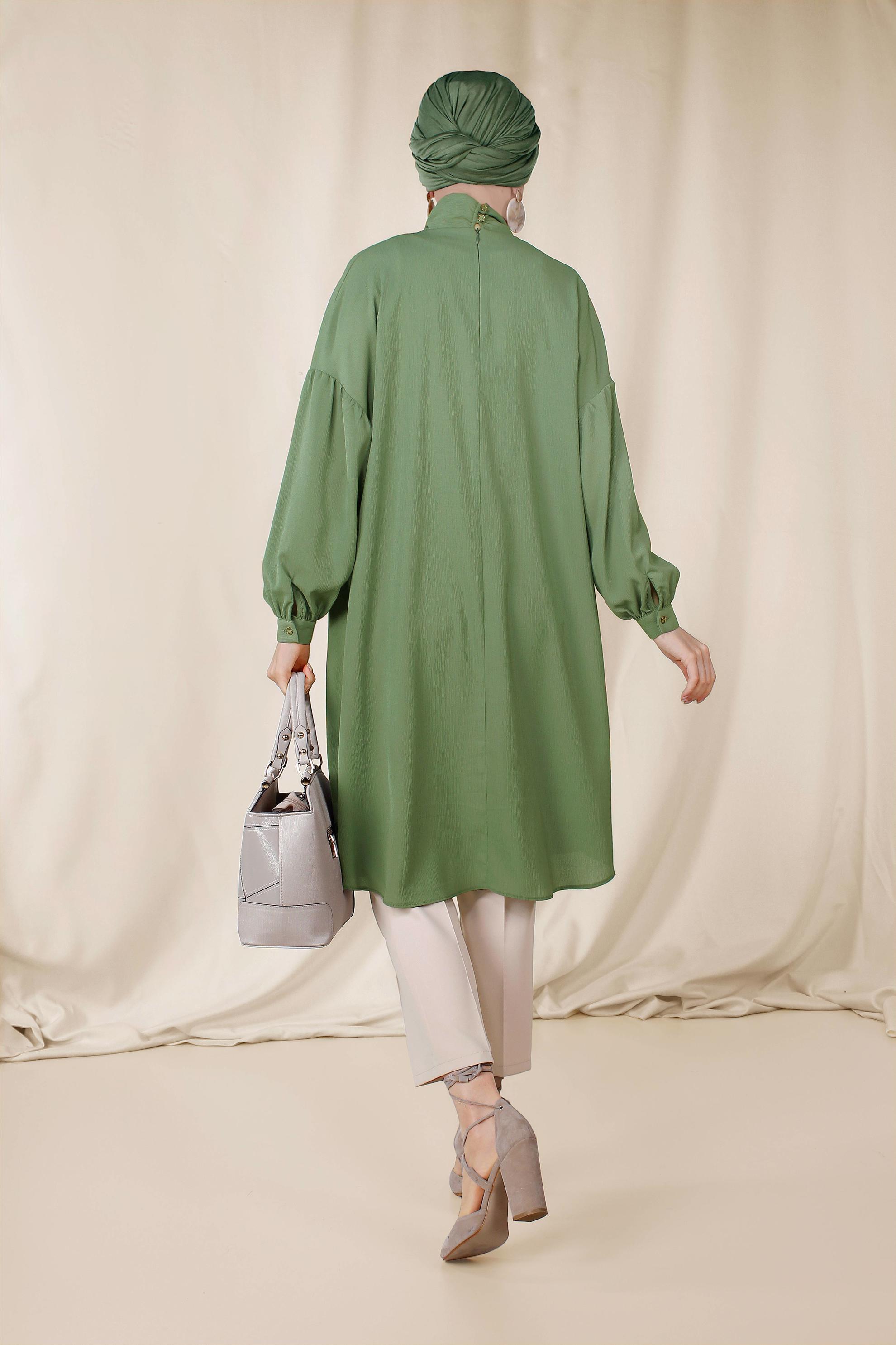 Tesettür giyim BEJ FERMUARLI YÜKSEK BEL PANTOLON 7559