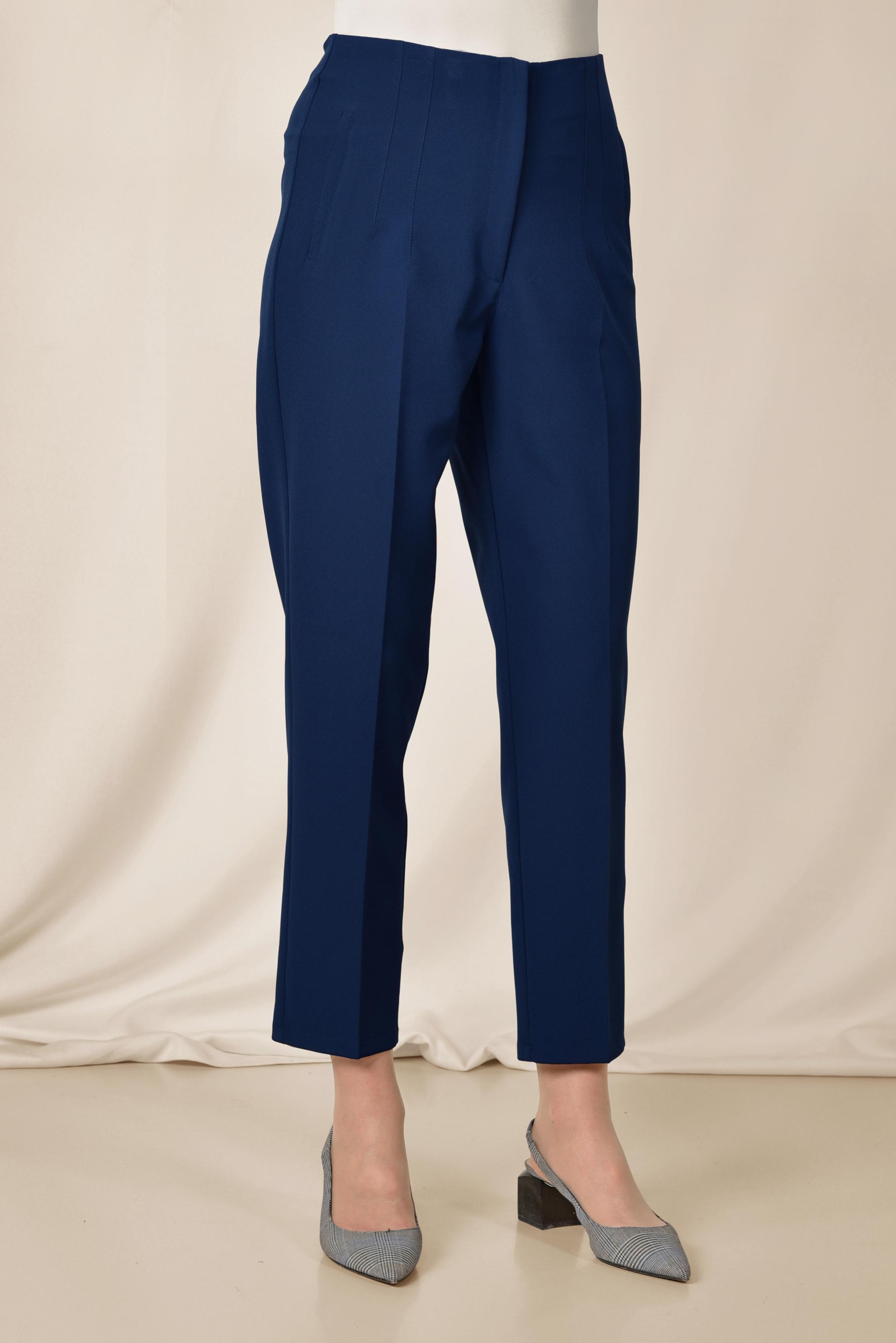 Tesettür giyim LACİVERT FERMUARLI YÜKSEK BEL PANTOLON 7559