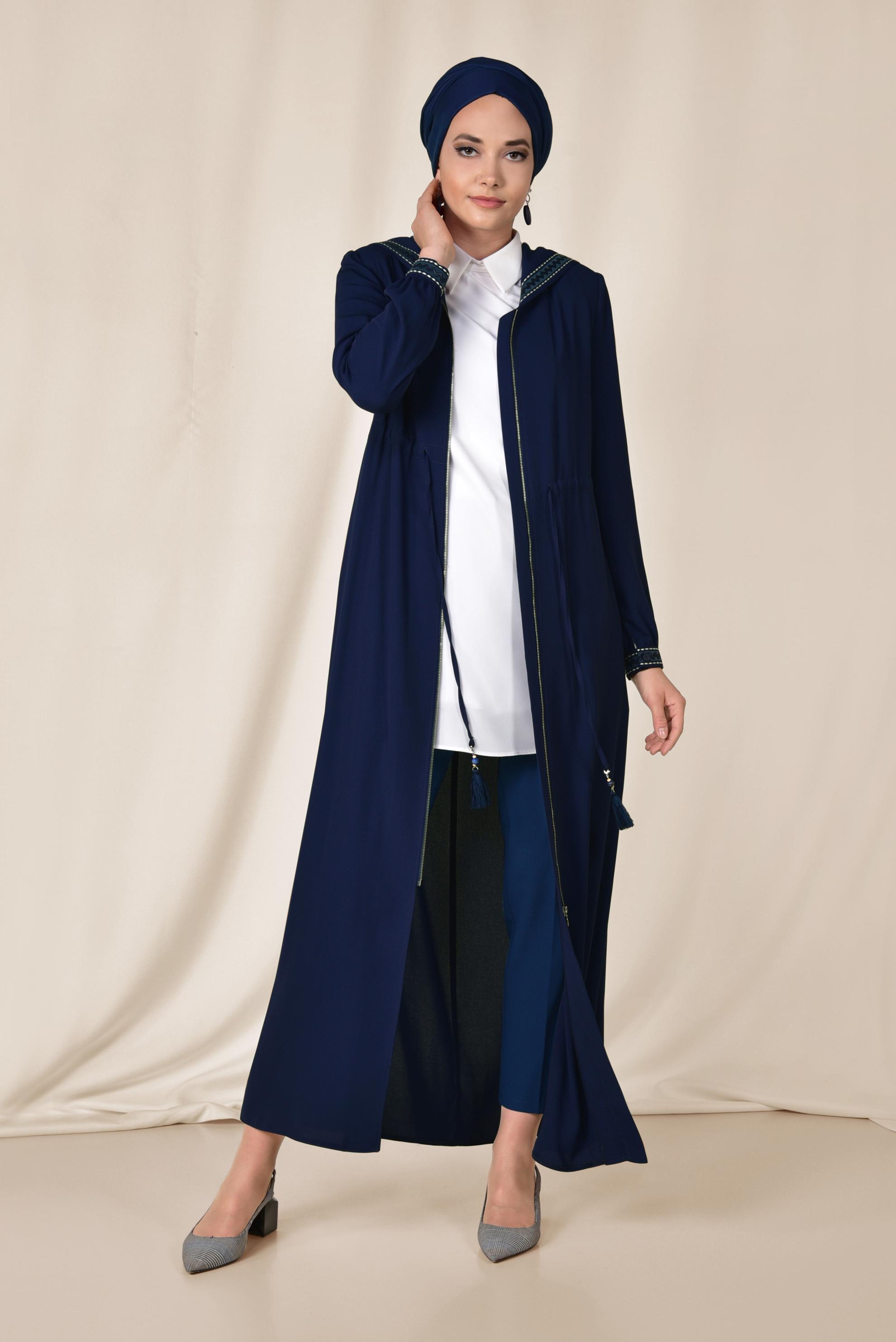 Tesettür giyim LACİVERT FERMUARLI YÜKSEK BEL PANTOLON 7559