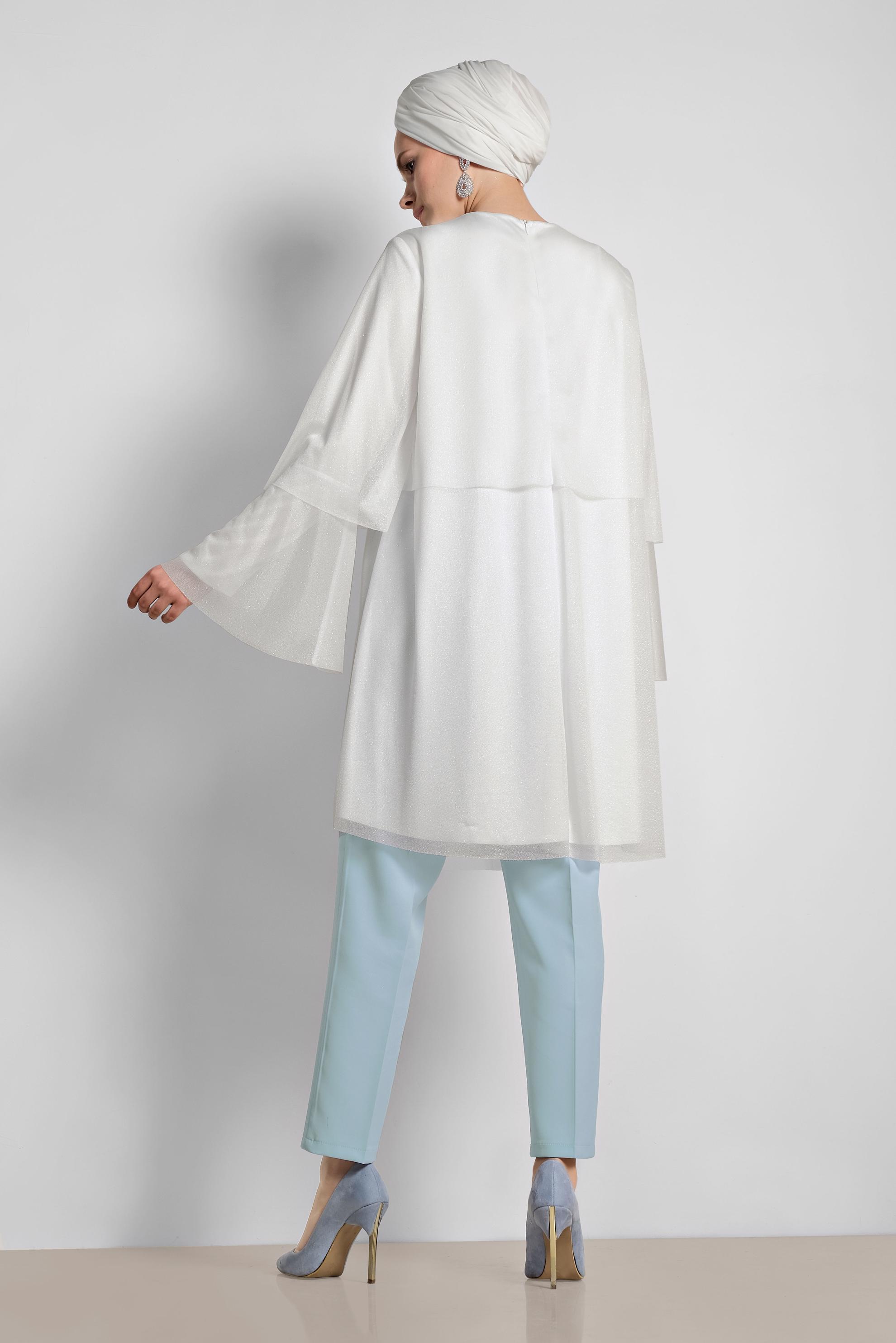 Tesettür giyim MAVİ FERMUARLI YÜKSEK BEL PANTOLON 7559