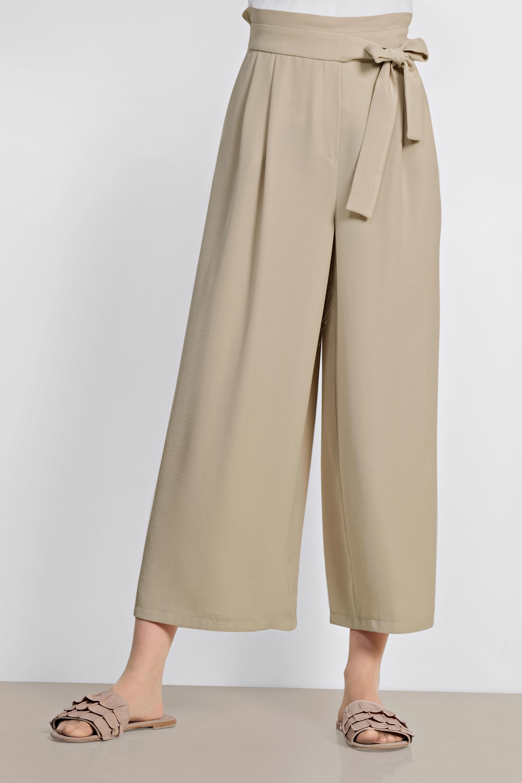 Tesettür giyim KAHVE BELİ BAĞCIKLI BOL PAÇA PANTOLON 7563