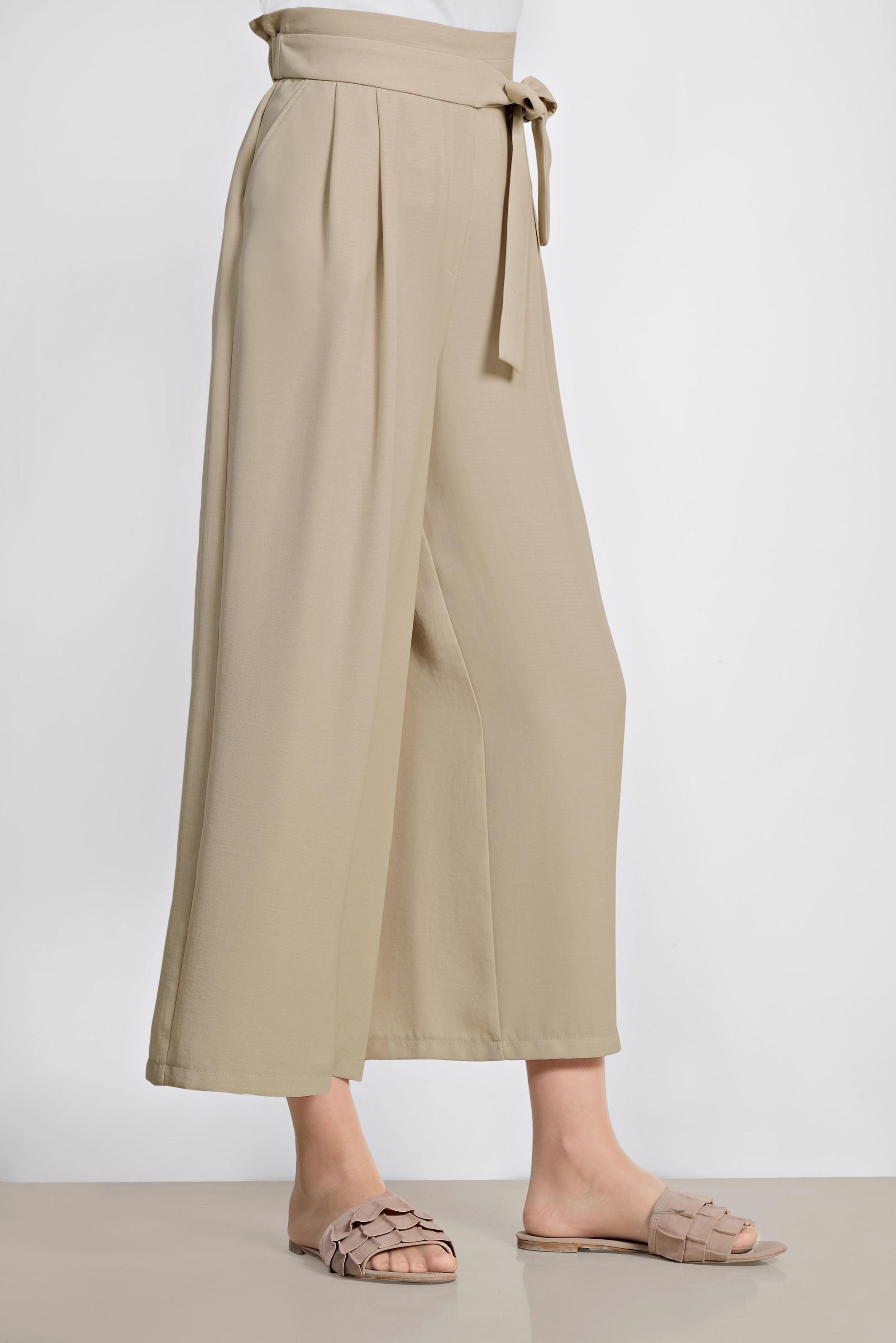 Tesettür giyim KAHVE BELİ BAĞCIKLI BOL PAÇA PANTOLON 7563