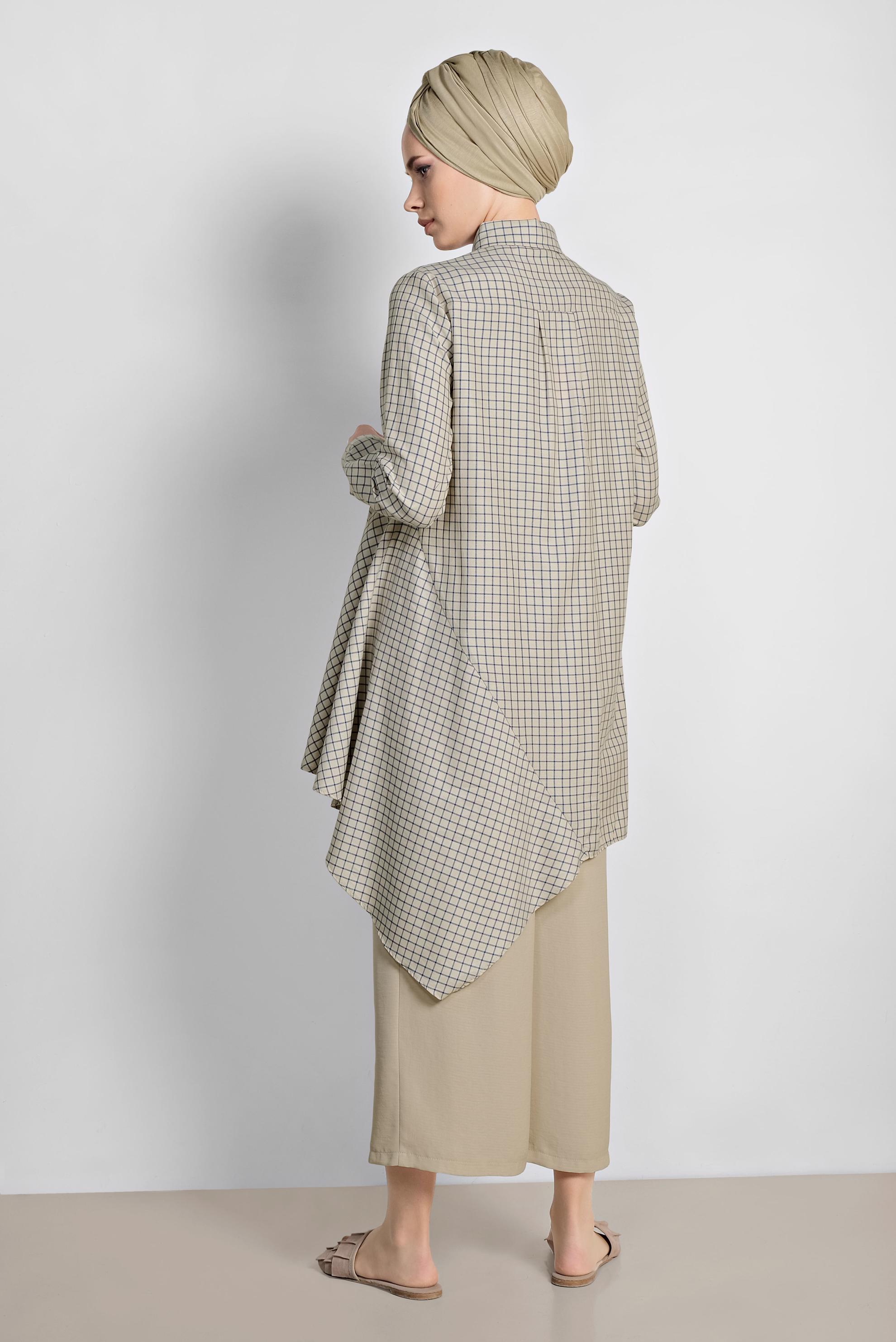 Tesettür giyim KAHVE BELİ BAĞCIKLI BOL PAÇA PANTOLON 7563