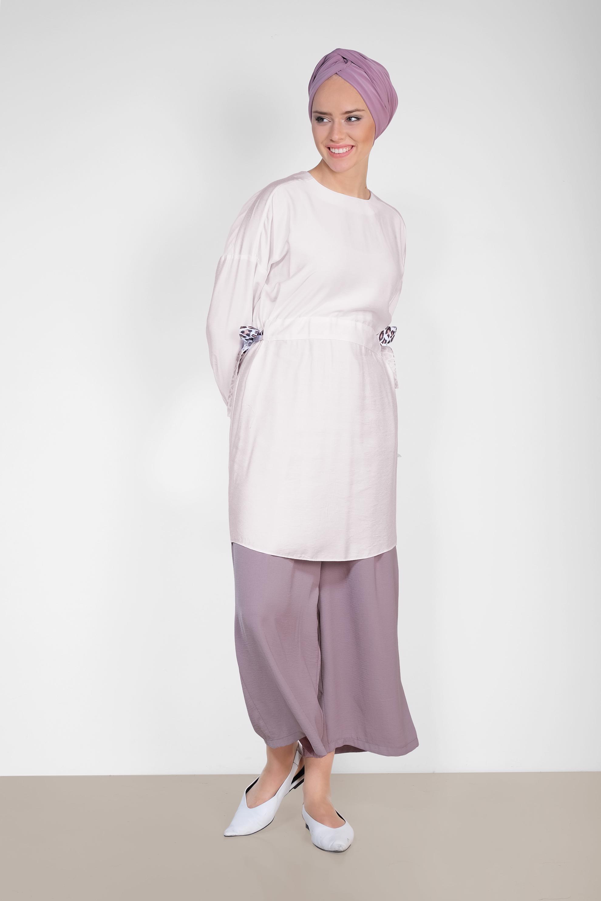 Tesettür giyim MÜRDÜM BELİ BAĞCIKLI BOL PAÇA PANTOLON 7563