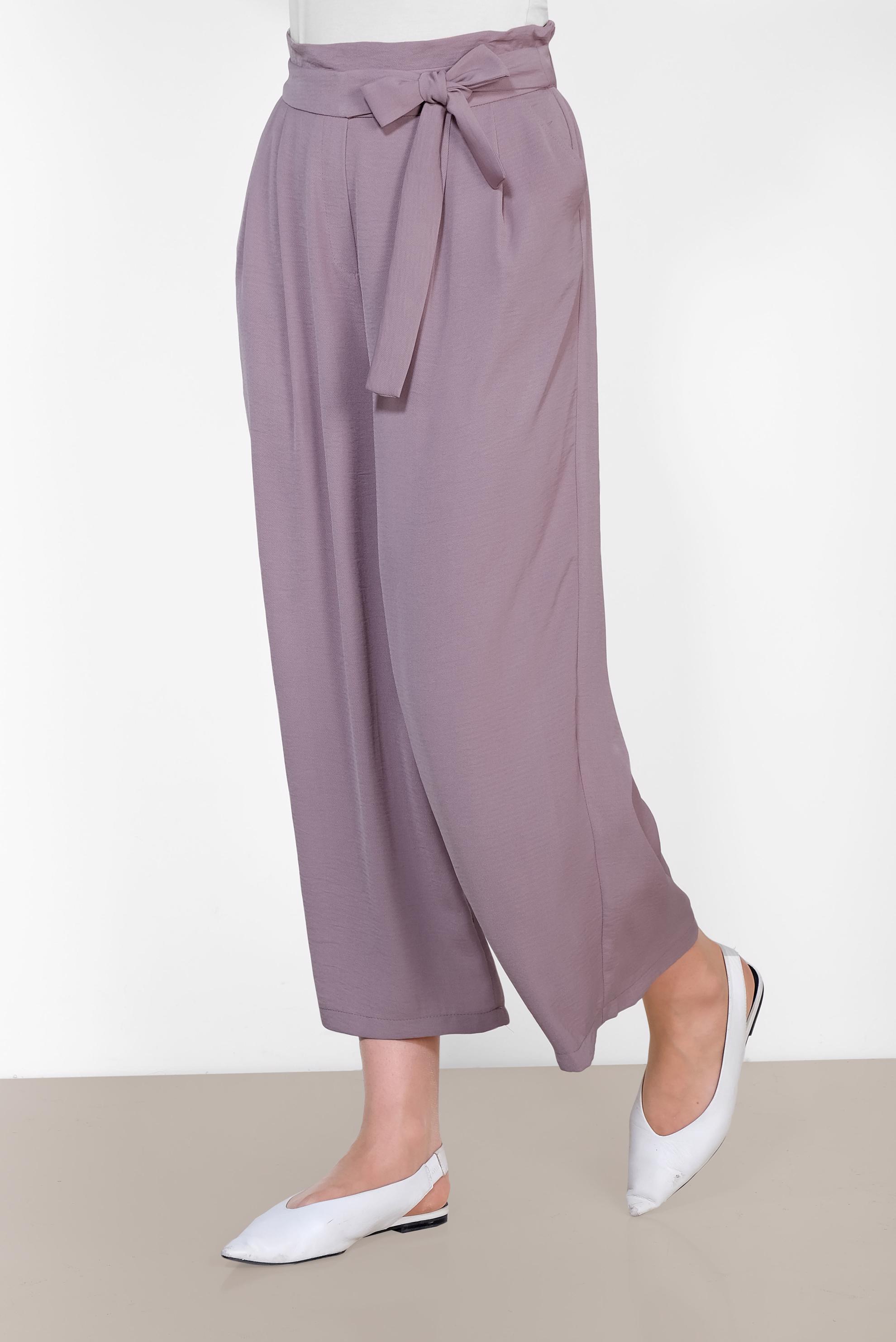 Tesettür giyim MÜRDÜM BELİ BAĞCIKLI BOL PAÇA PANTOLON 7563