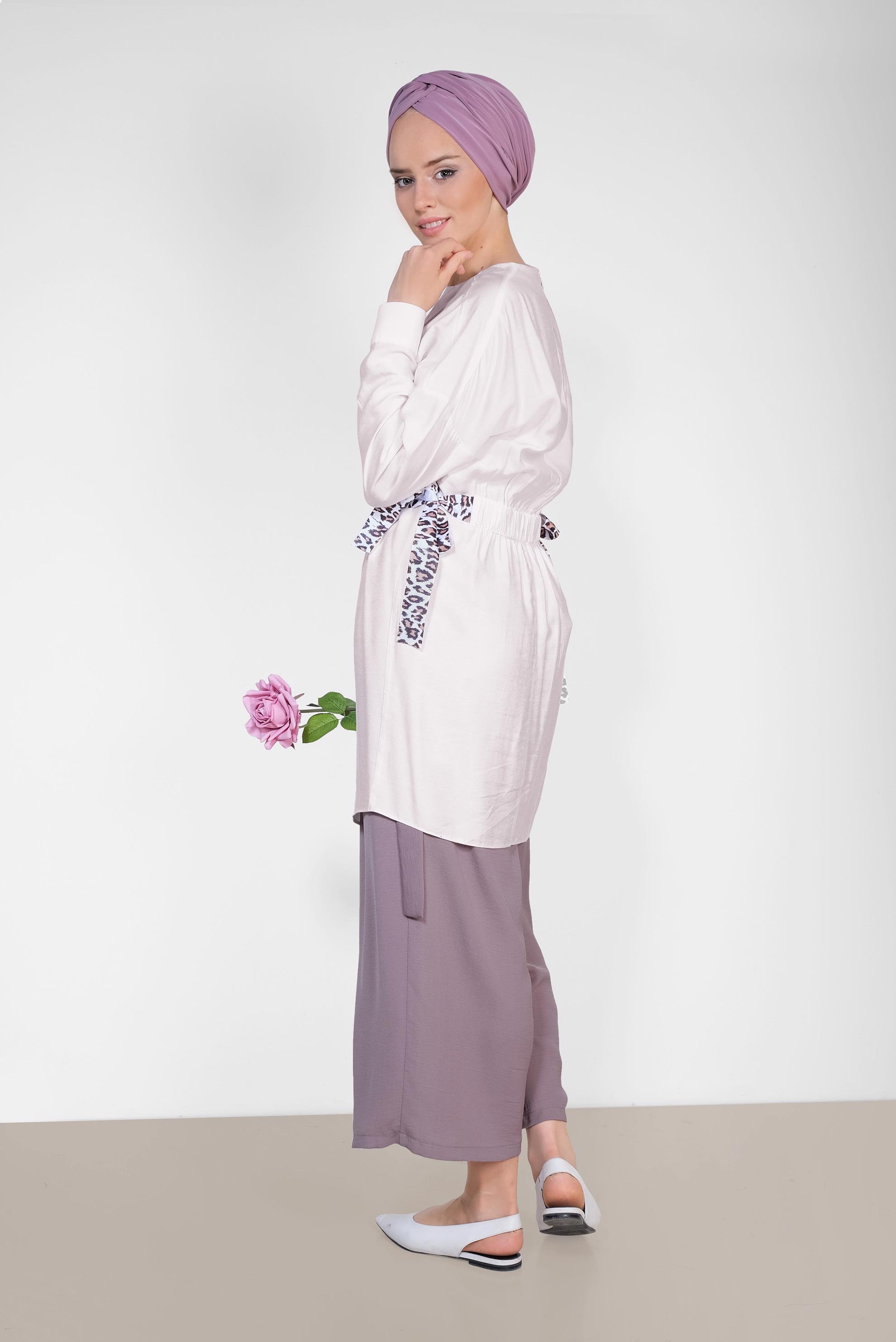 Tesettür giyim MÜRDÜM BELİ BAĞCIKLI BOL PAÇA PANTOLON 7563