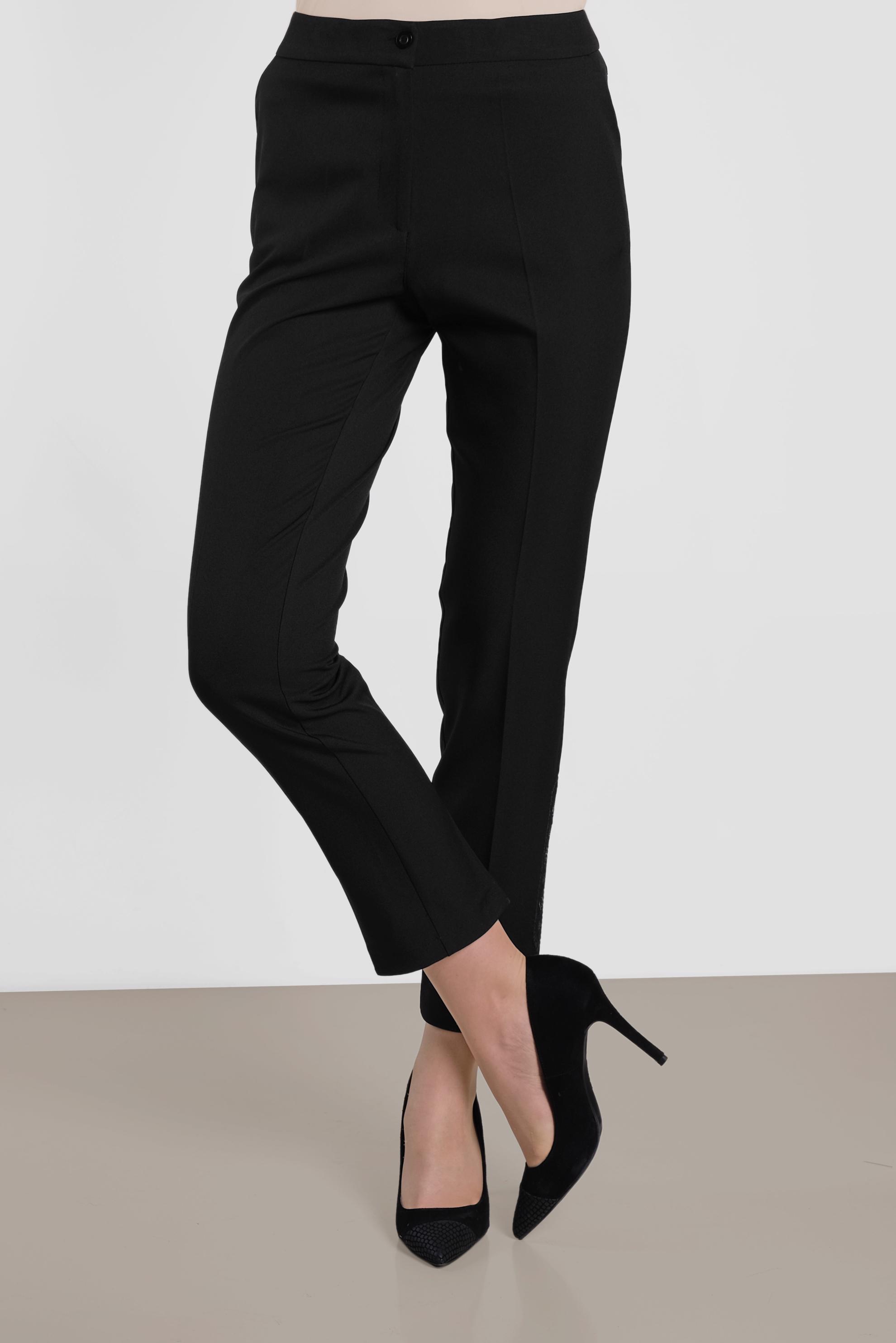 Tesettür giyim SİYAH PAÇASI PUL İŞLEMELİ ARA BEL PANTOLON 7566