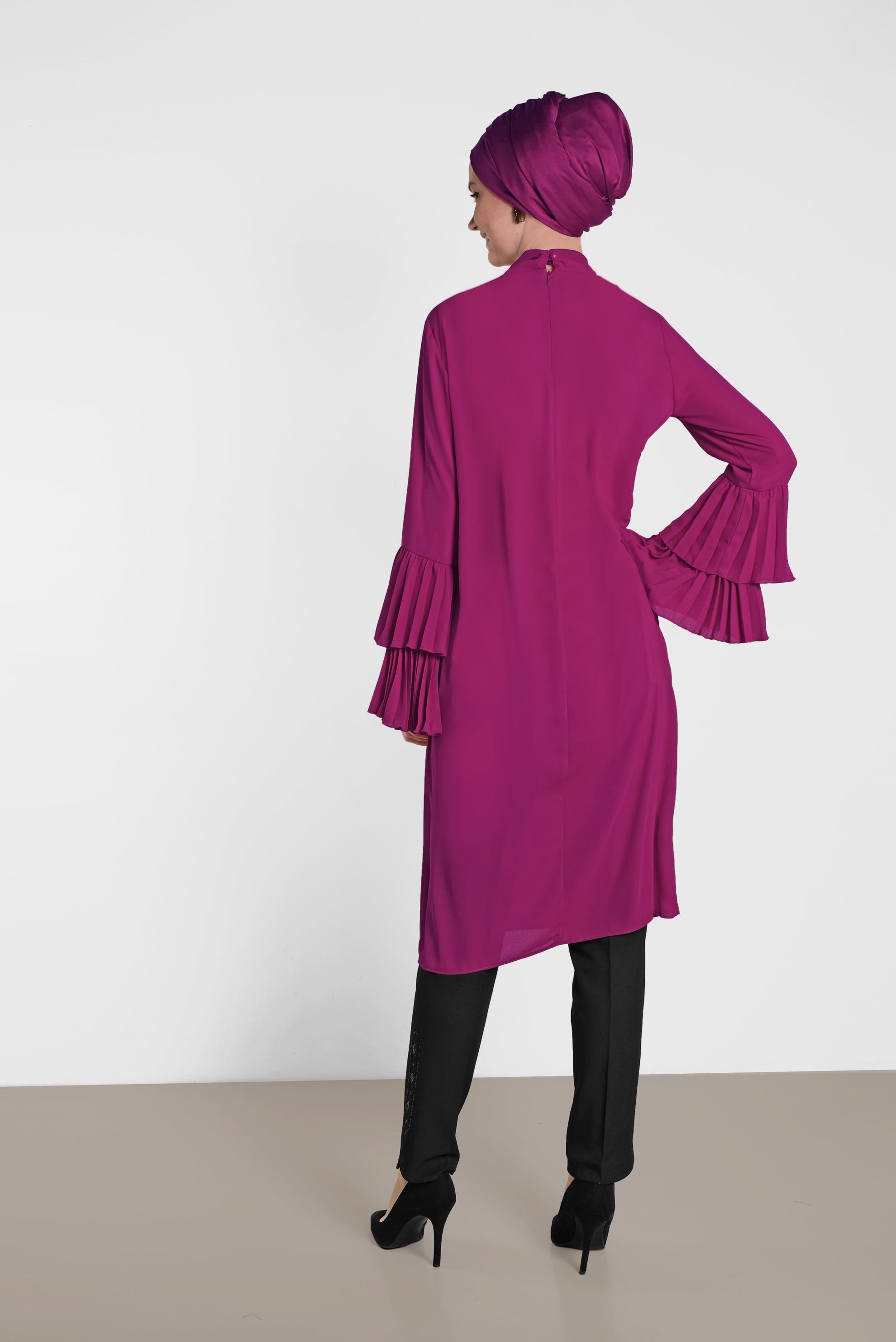 Tesettür giyim SİYAH PAÇASI PUL İŞLEMELİ ARA BEL PANTOLON 7566