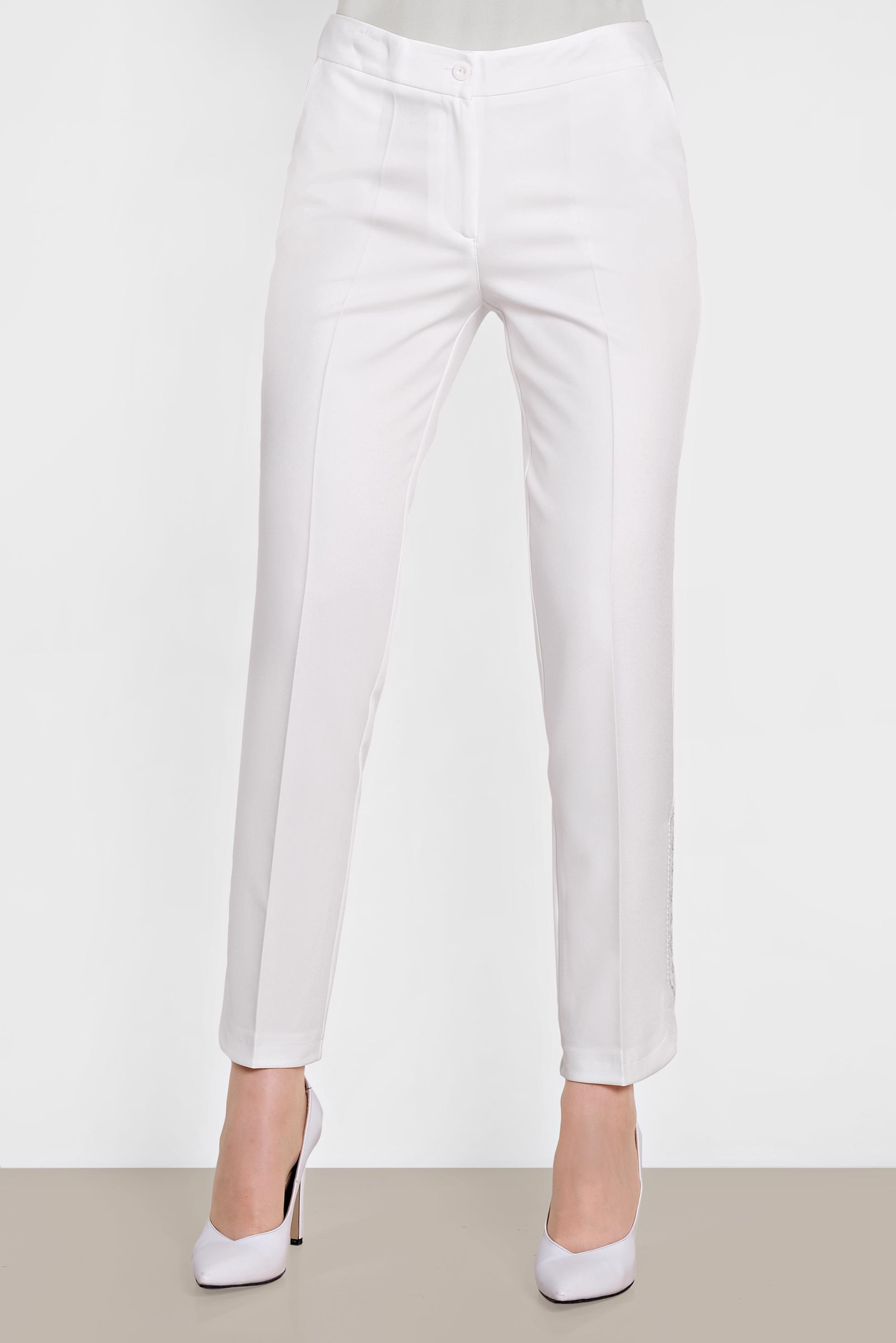 Tesettür giyim BEYAZ PAÇASI PUL İŞLEMELİ ARA BEL PANTOLON 7566