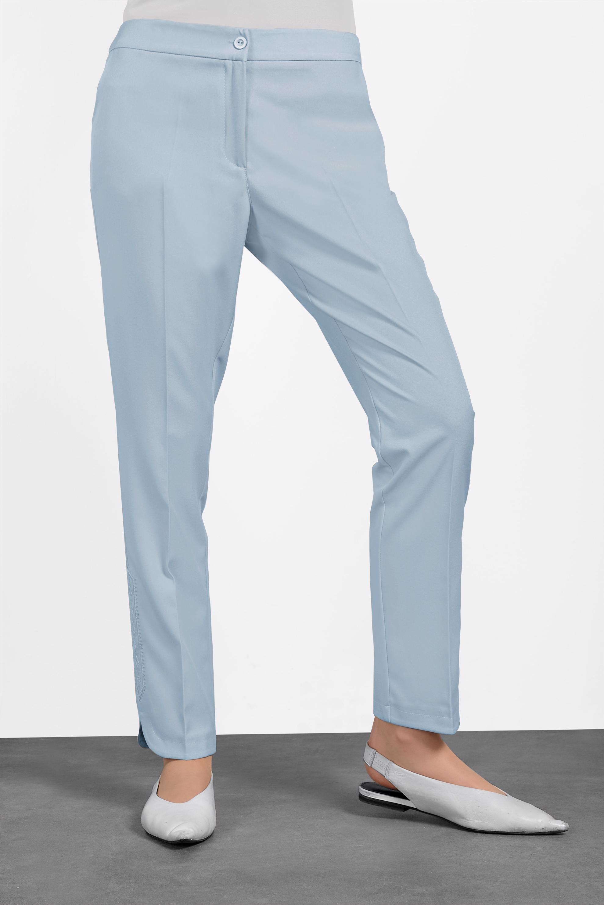 Tesettür giyim MAVİ PAÇASI PUL İŞLEMELİ ARA BEL PANTOLON 7566