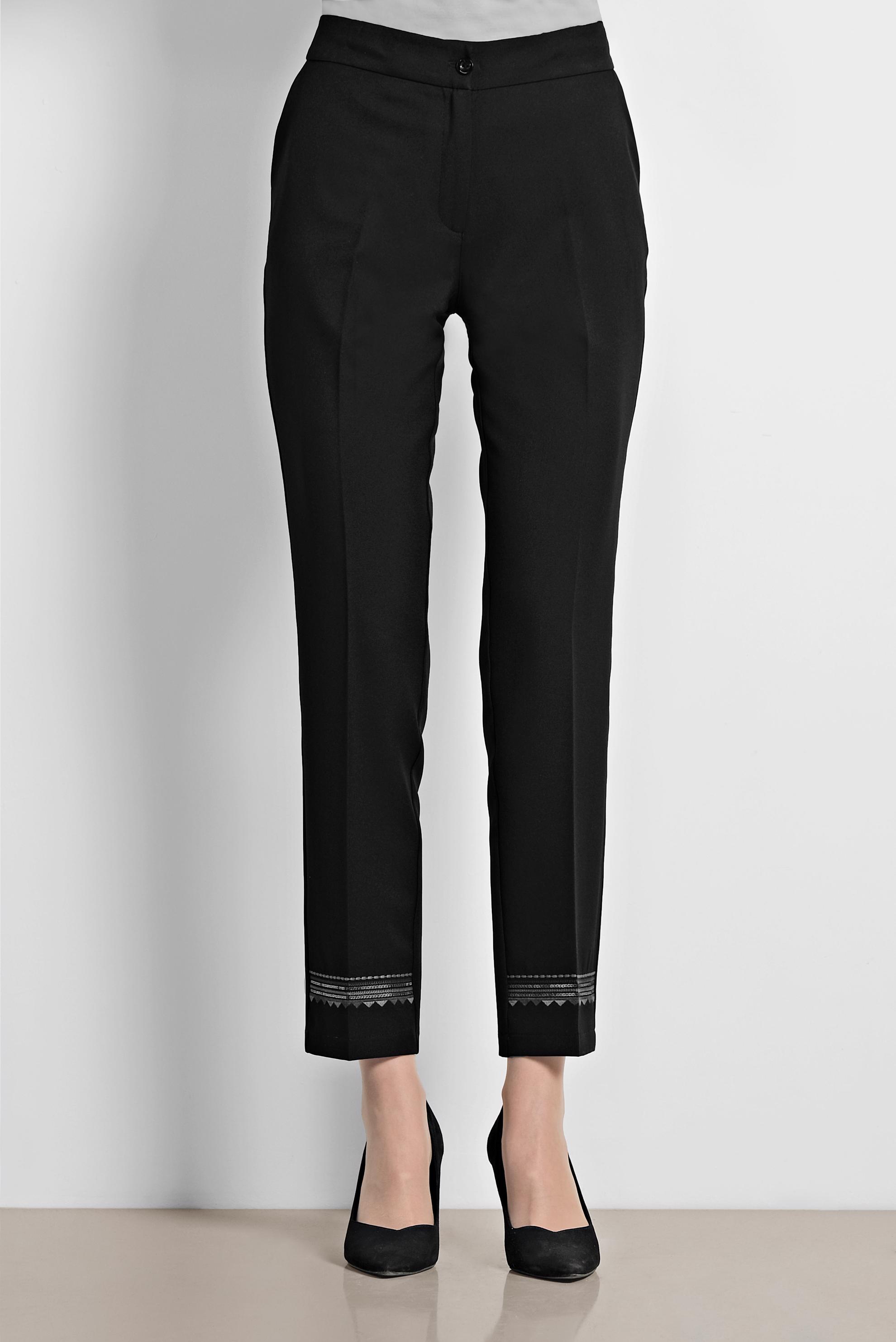 Tesettür giyim SİYAH İŞLEMELİ KUMAŞ PANTOLON 7567