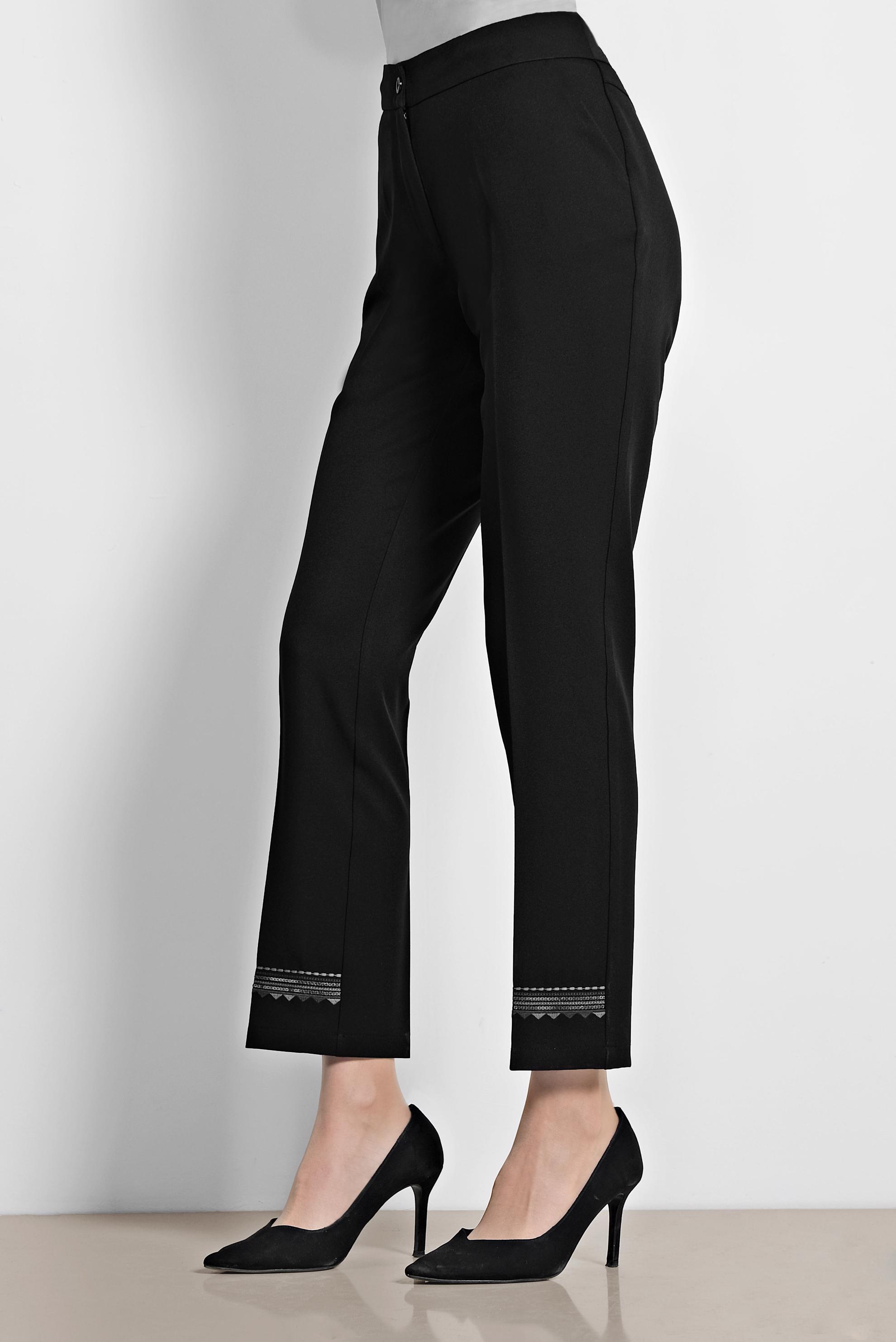 Tesettür giyim SİYAH İŞLEMELİ KUMAŞ PANTOLON 7567