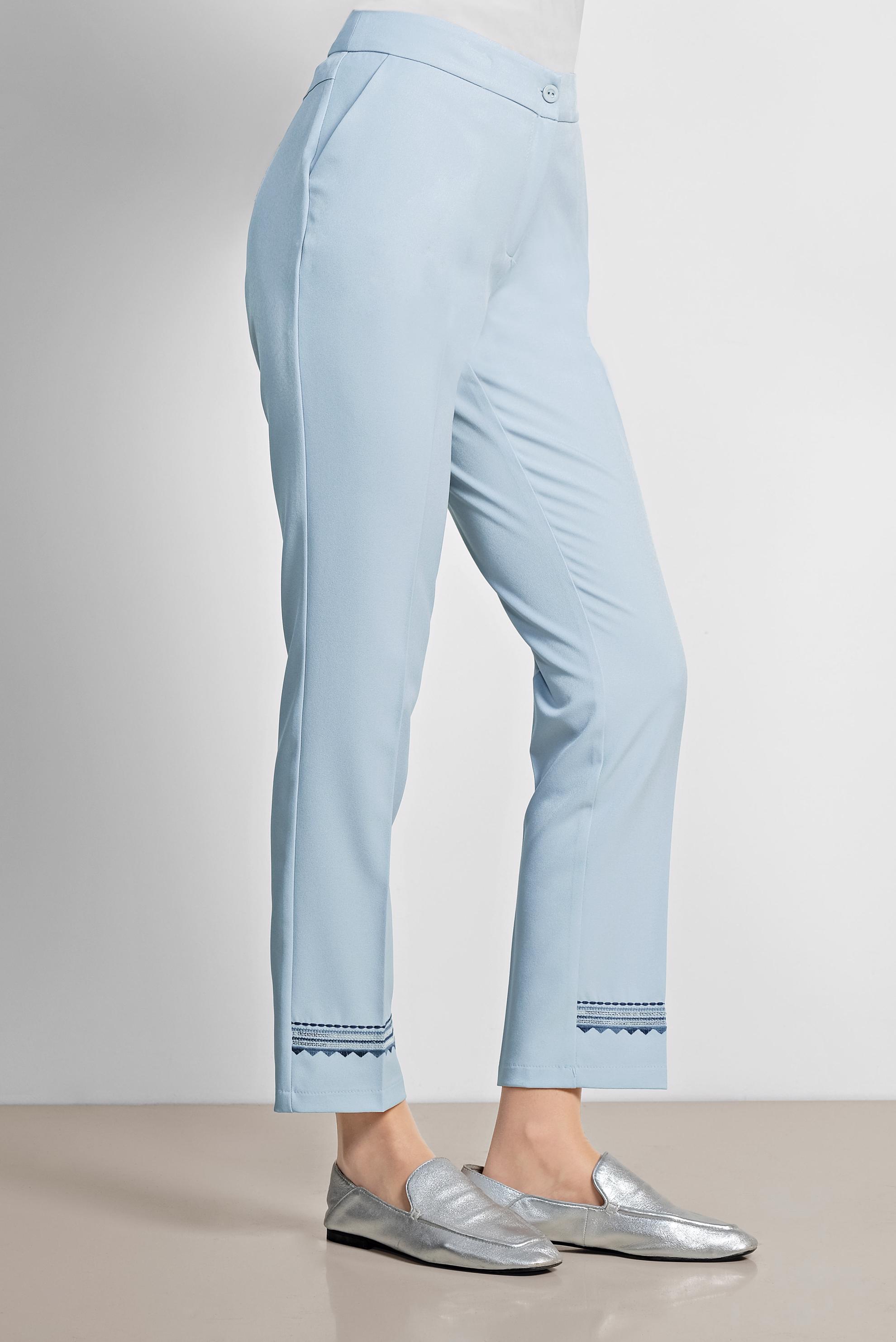 Tesettür giyim MAVİ İŞLEMELİ KUMAŞ PANTOLON 7567