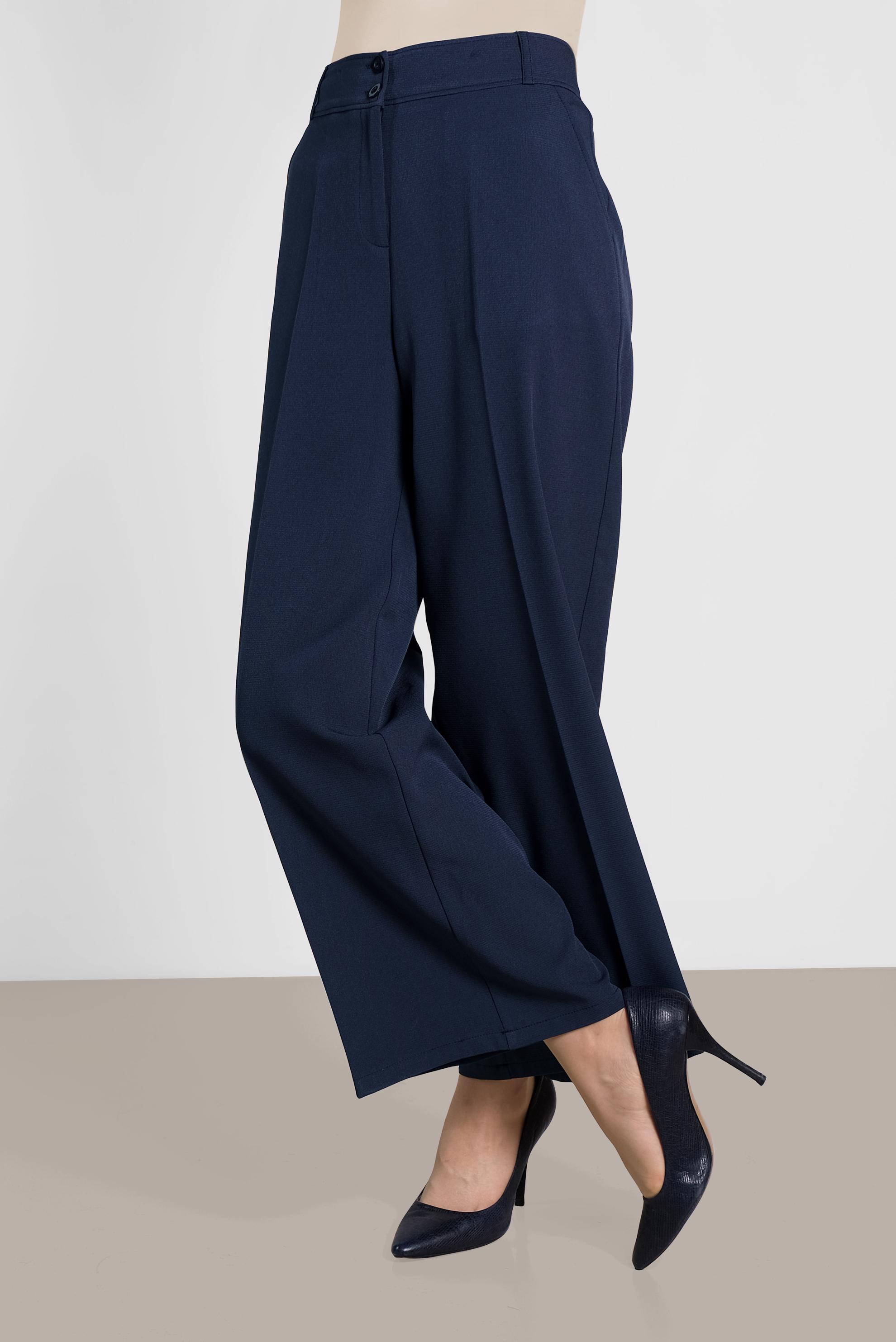 Tesettür giyim LACİVERT BOL PAÇA DÜĞMELİ PANTOLON 7568 